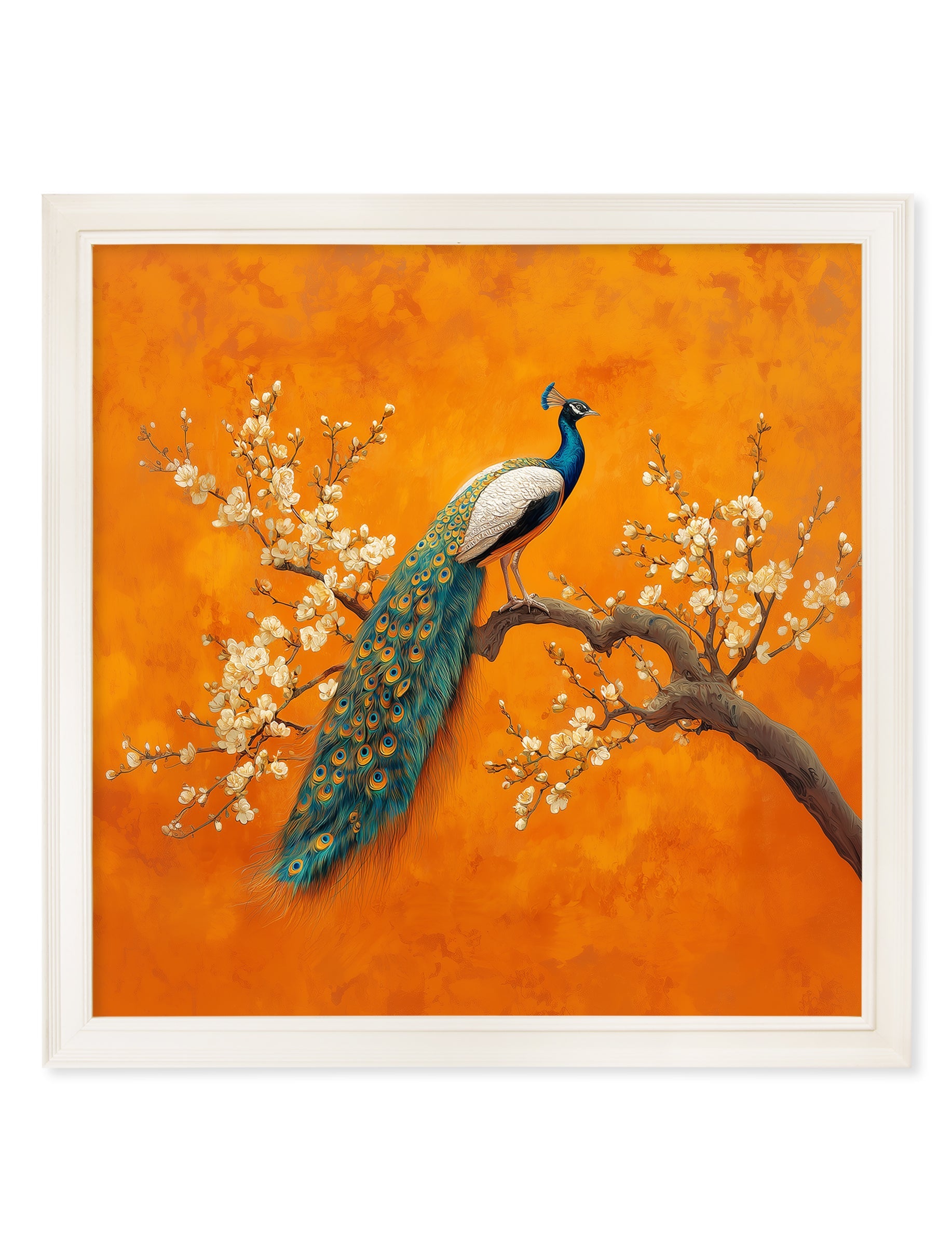 Peacocks In Saffron Garden - Cream Hurstwood Square Frame