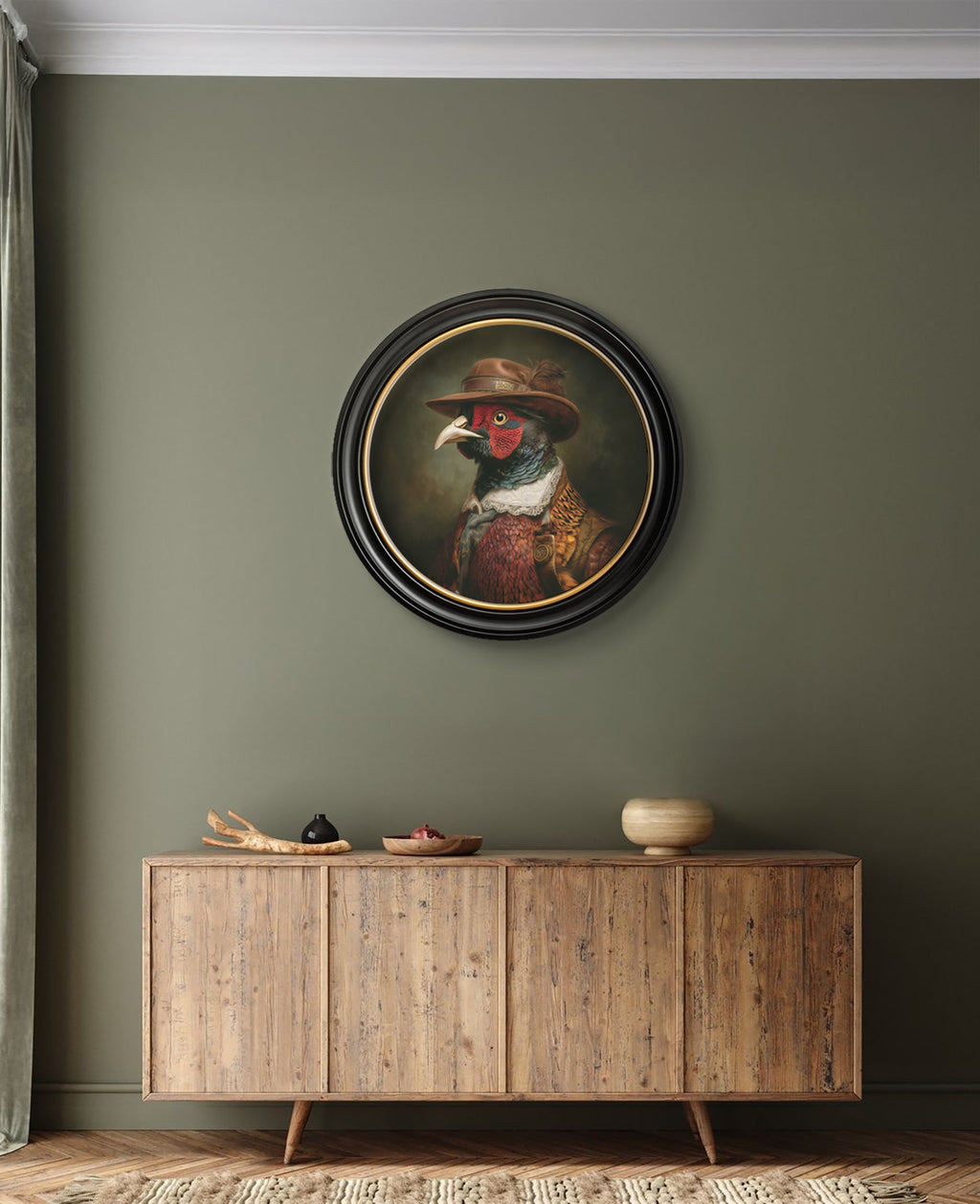 Baron Von Beak - Huntsman Pheasant Oxford Round Frame