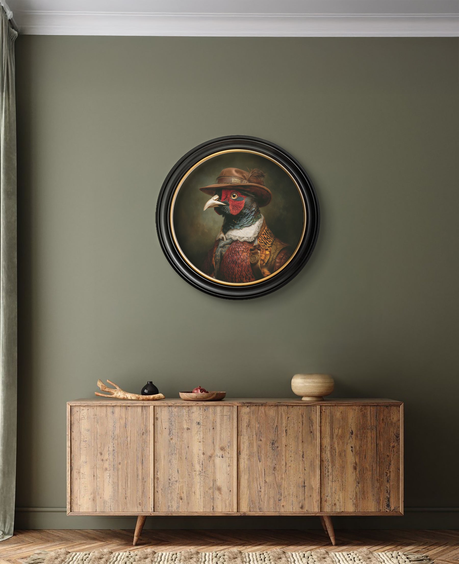 Baron Von Beak - Huntsman Pheasant Oxford Round Frame