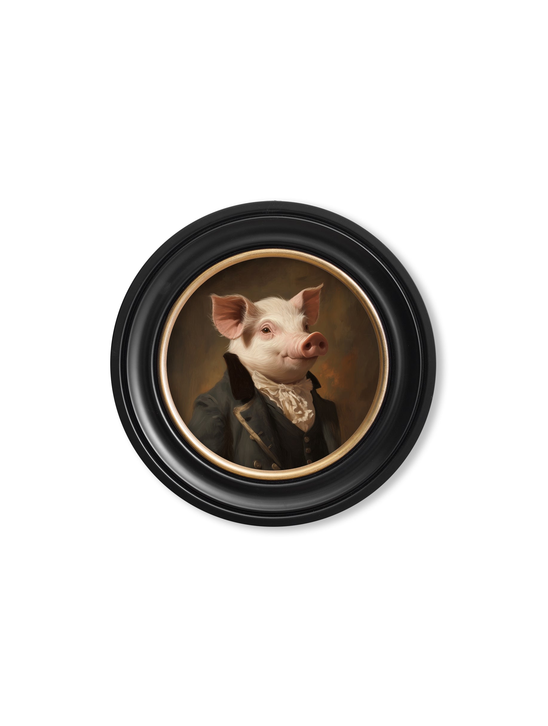 Duke of Truffleton - Gentleman Pig Oxford Round Frame