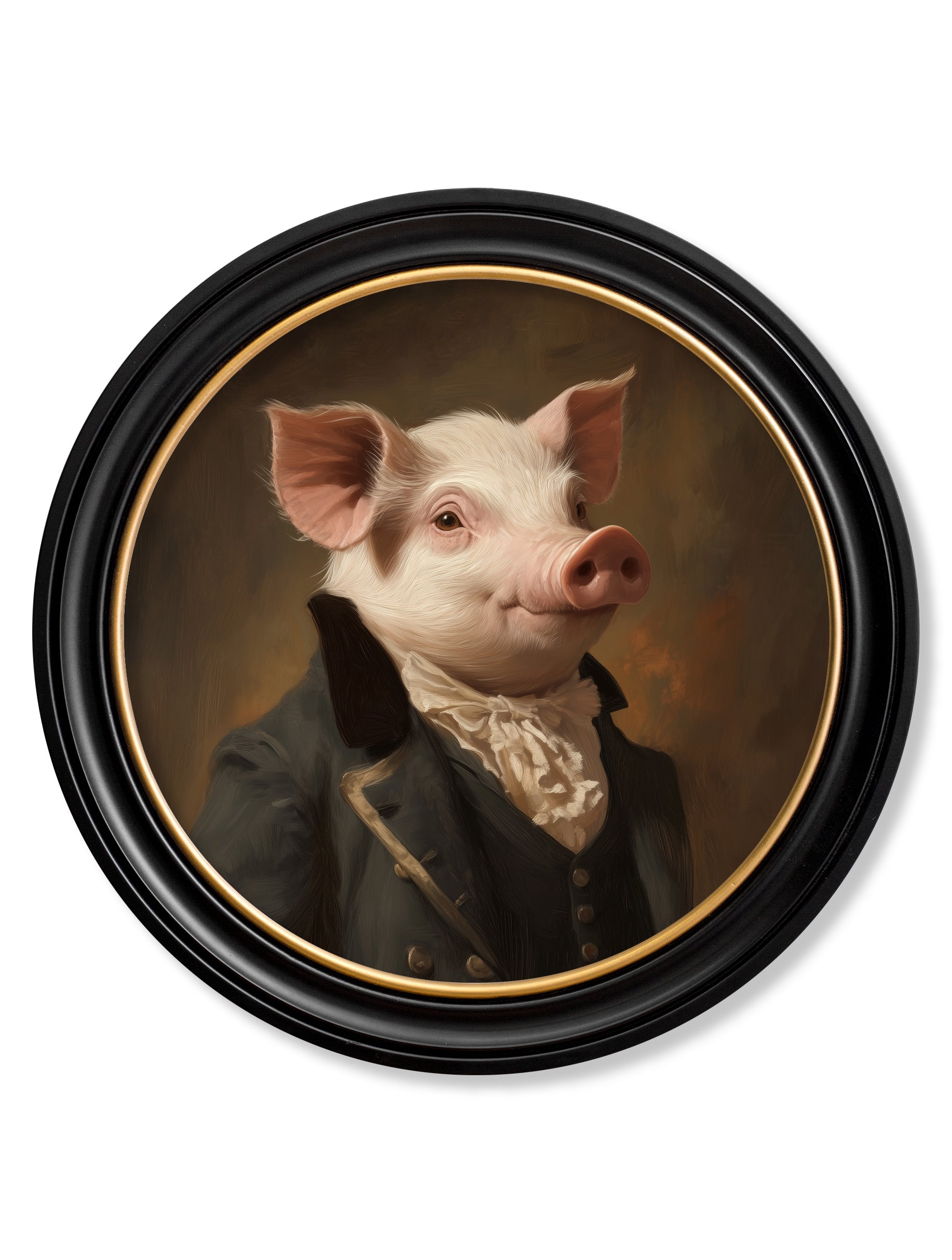 Duke of Truffleton - Gentleman Pig Oxford Round Frame