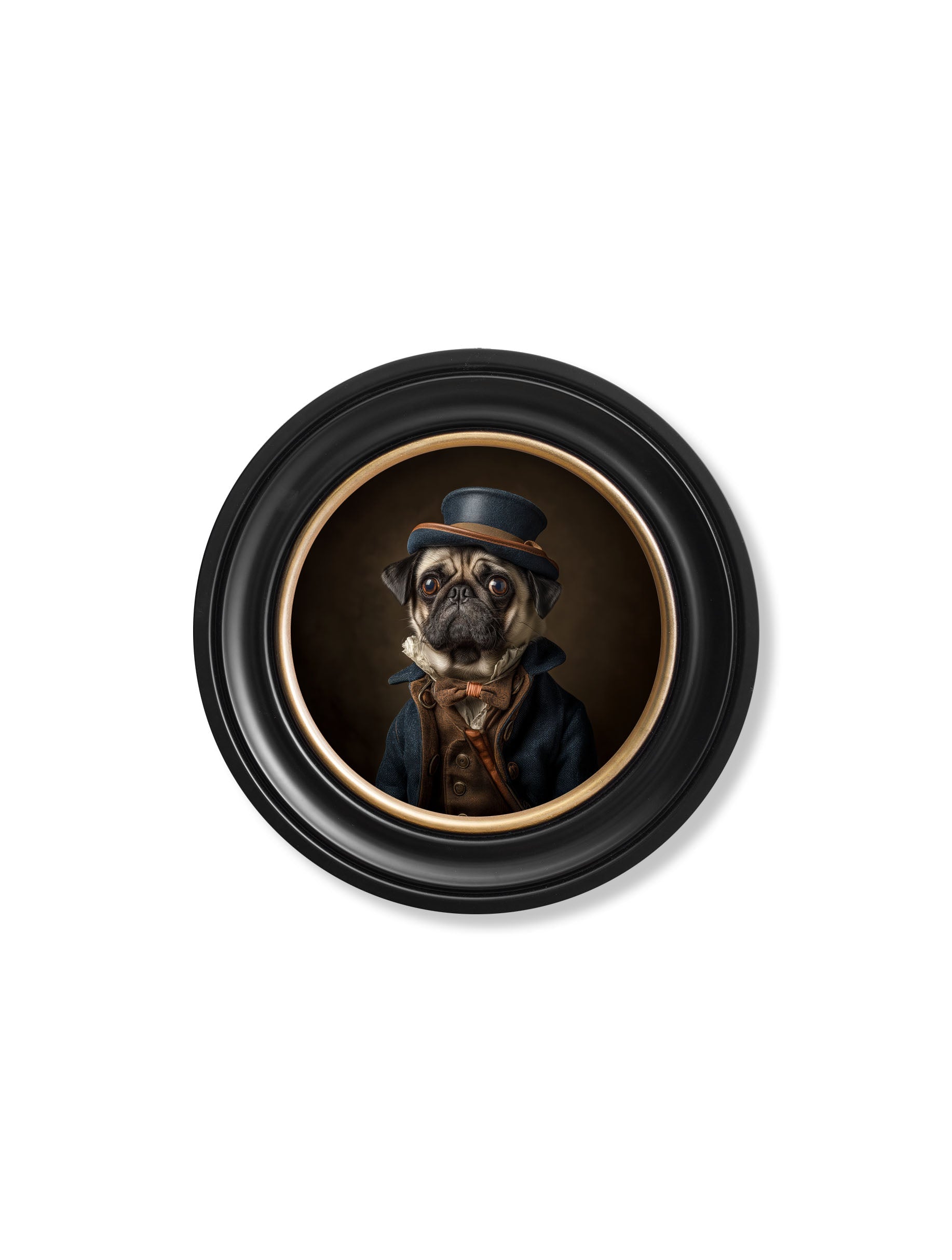 Sir Puggington - Gentleman Pug Oxford Round Frame