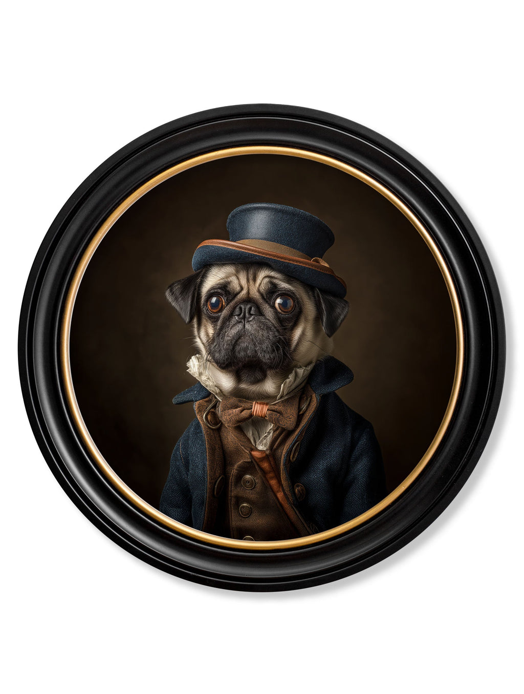 Sir Puggington - Gentleman Pug Oxford Round Frame
