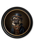 Sir Puggington - Gentleman Pug Oxford Round Frame