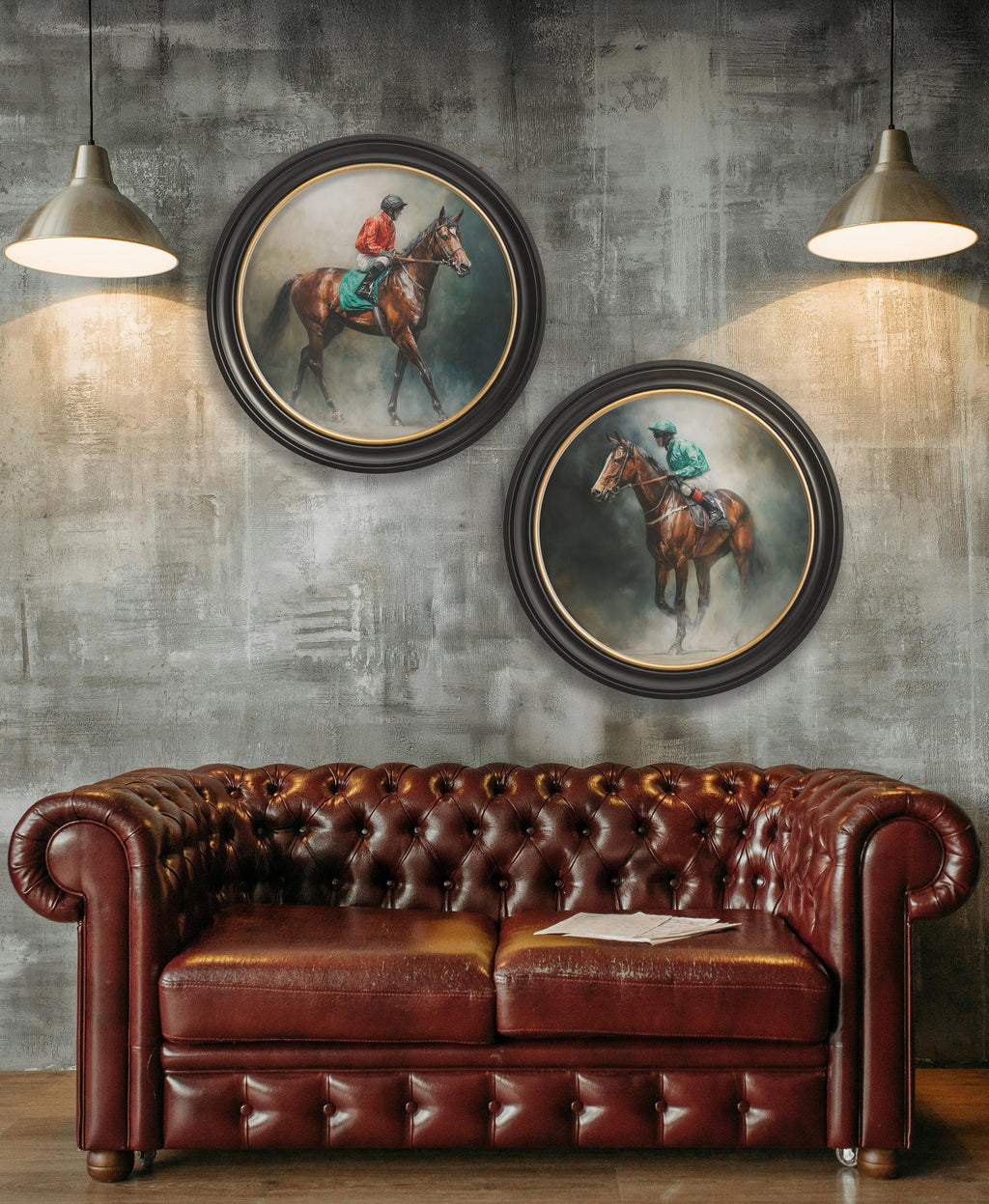 The Irish Racehorses - Oxford Round Frame