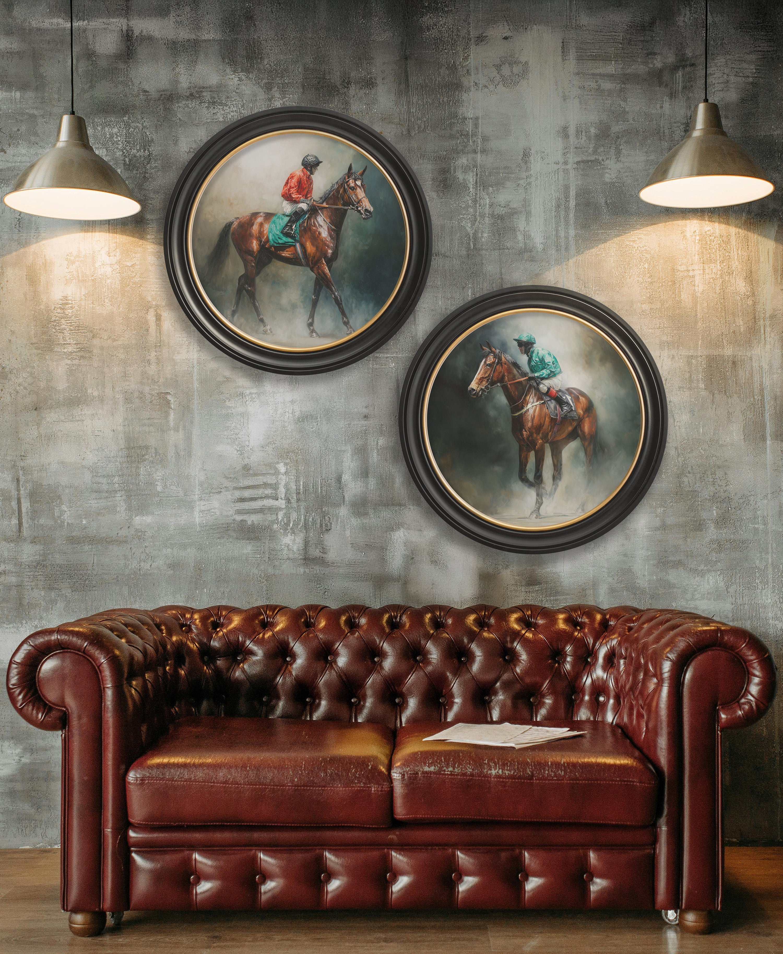 The Irish Racehorses - Oxford Round Frame
