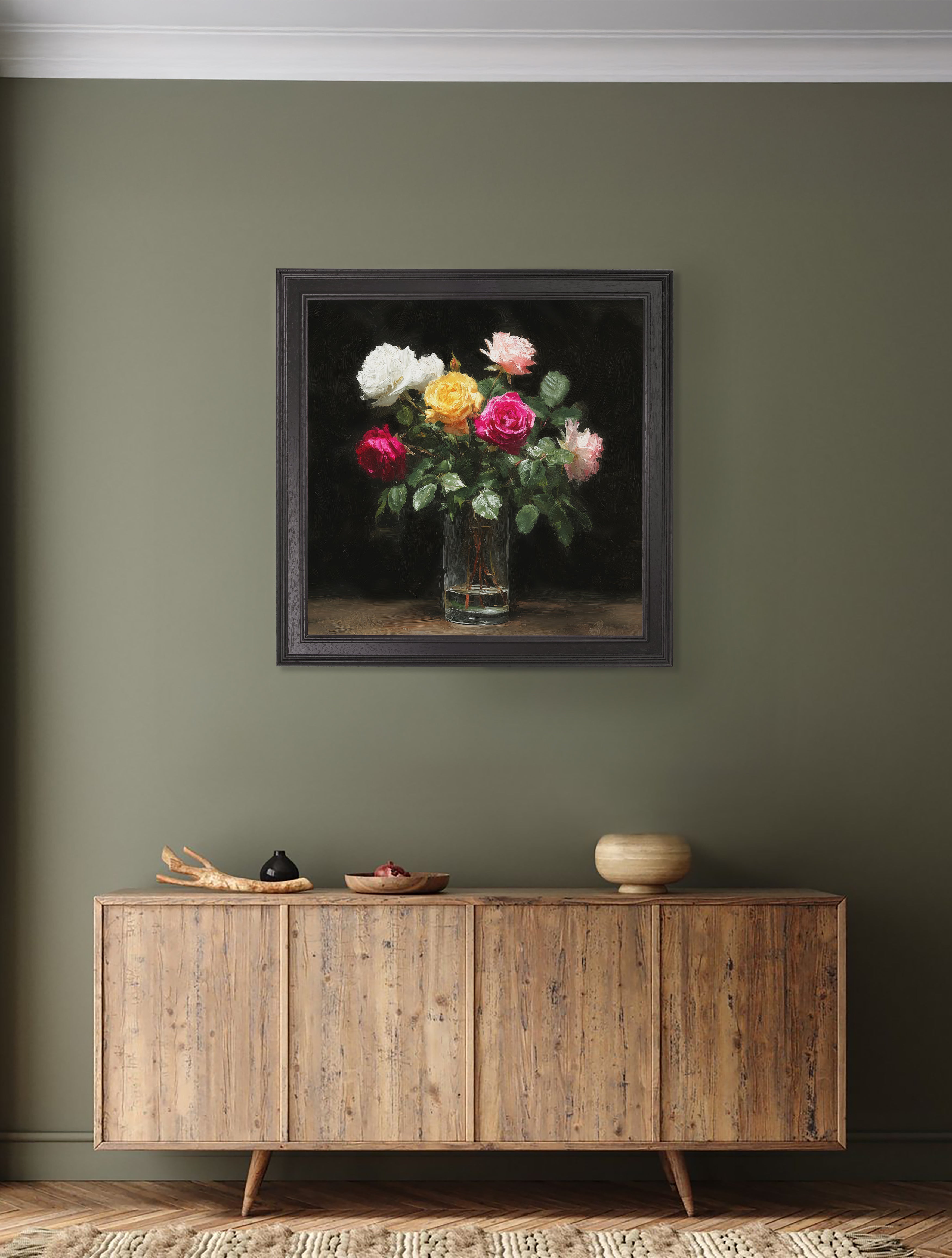 Roses After Dark - Black Hurstwood Square Frame
