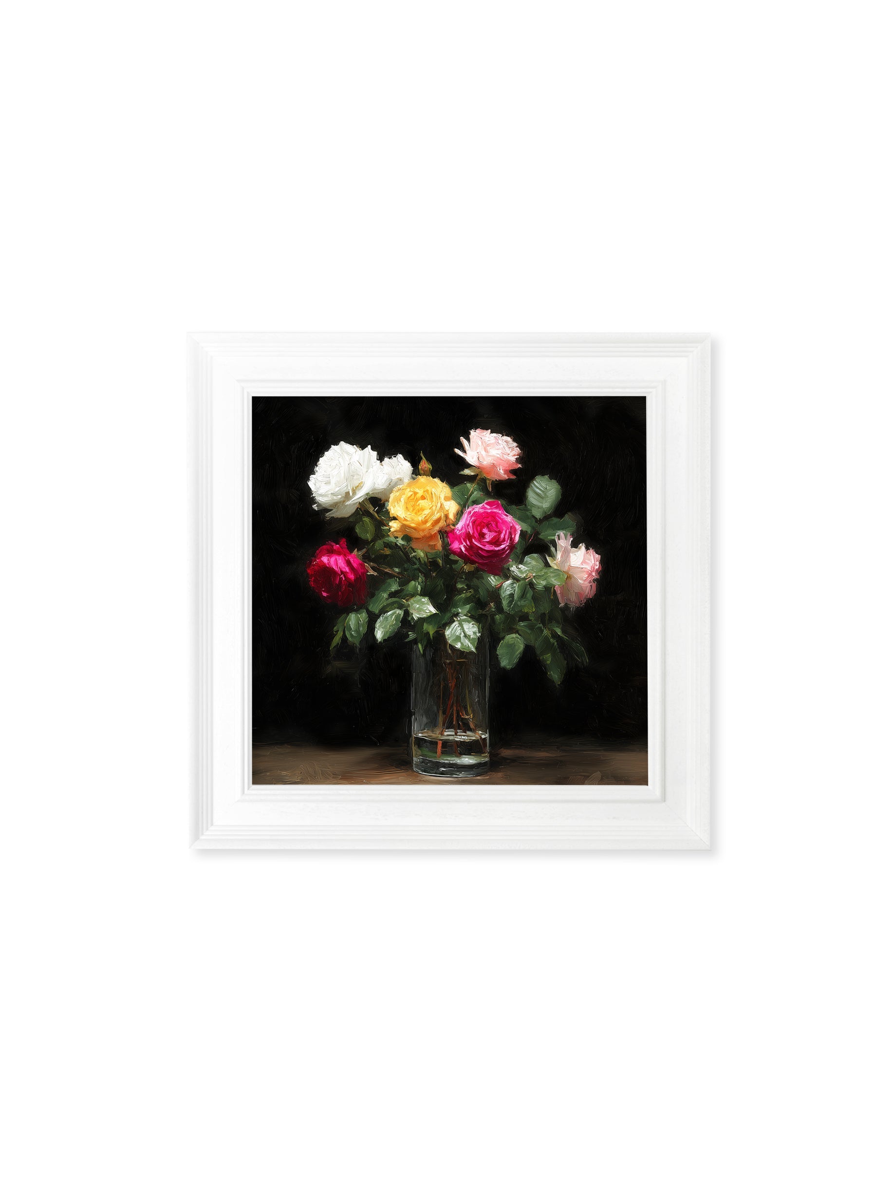 Roses After Dark - White Hurstwood Square Frame
