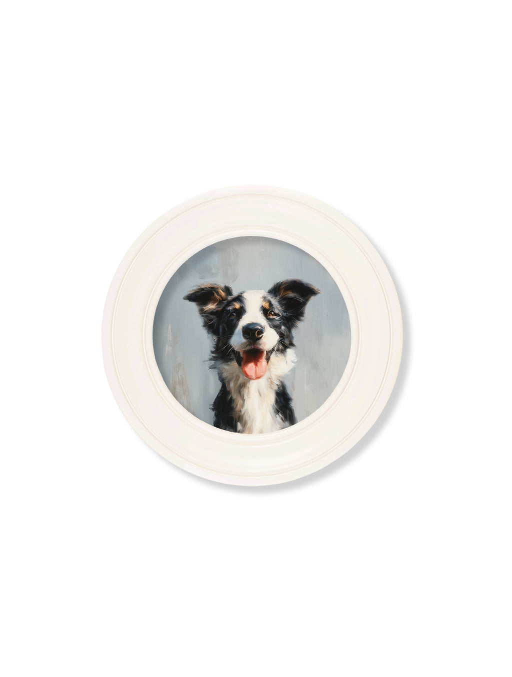 The Smiley Sheepdog - Oxford Strong White Round Frame