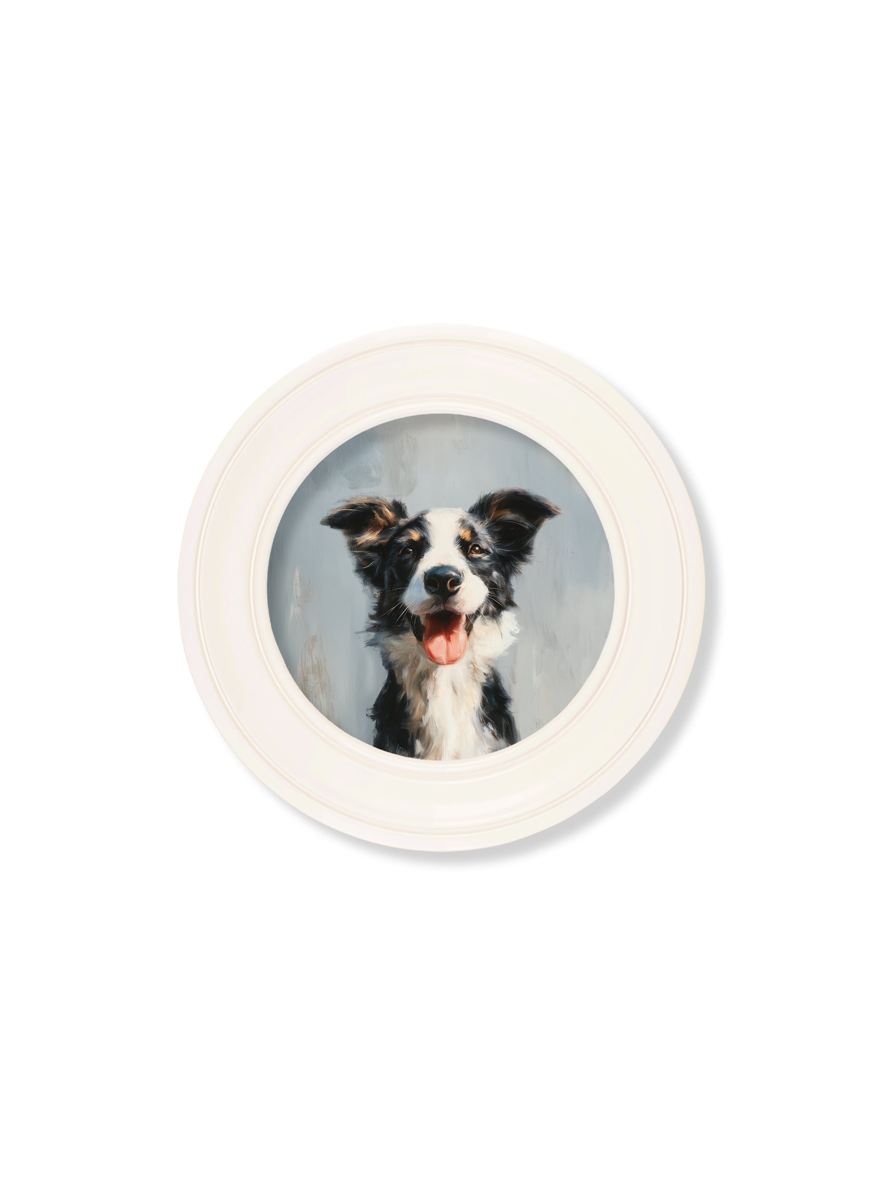 The Smiley Sheepdog - Oxford Strong White Round Frame