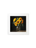 Sunflowers After Dark - White Hurstwood Square Frame