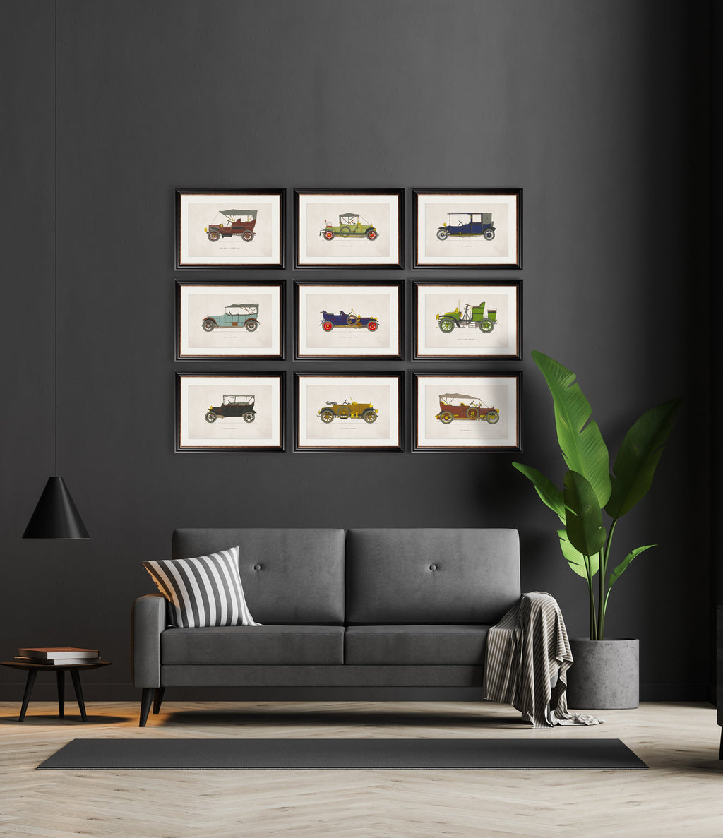 1915 Ford Model T Vintage Car Print | York Slim Framed Wall Art