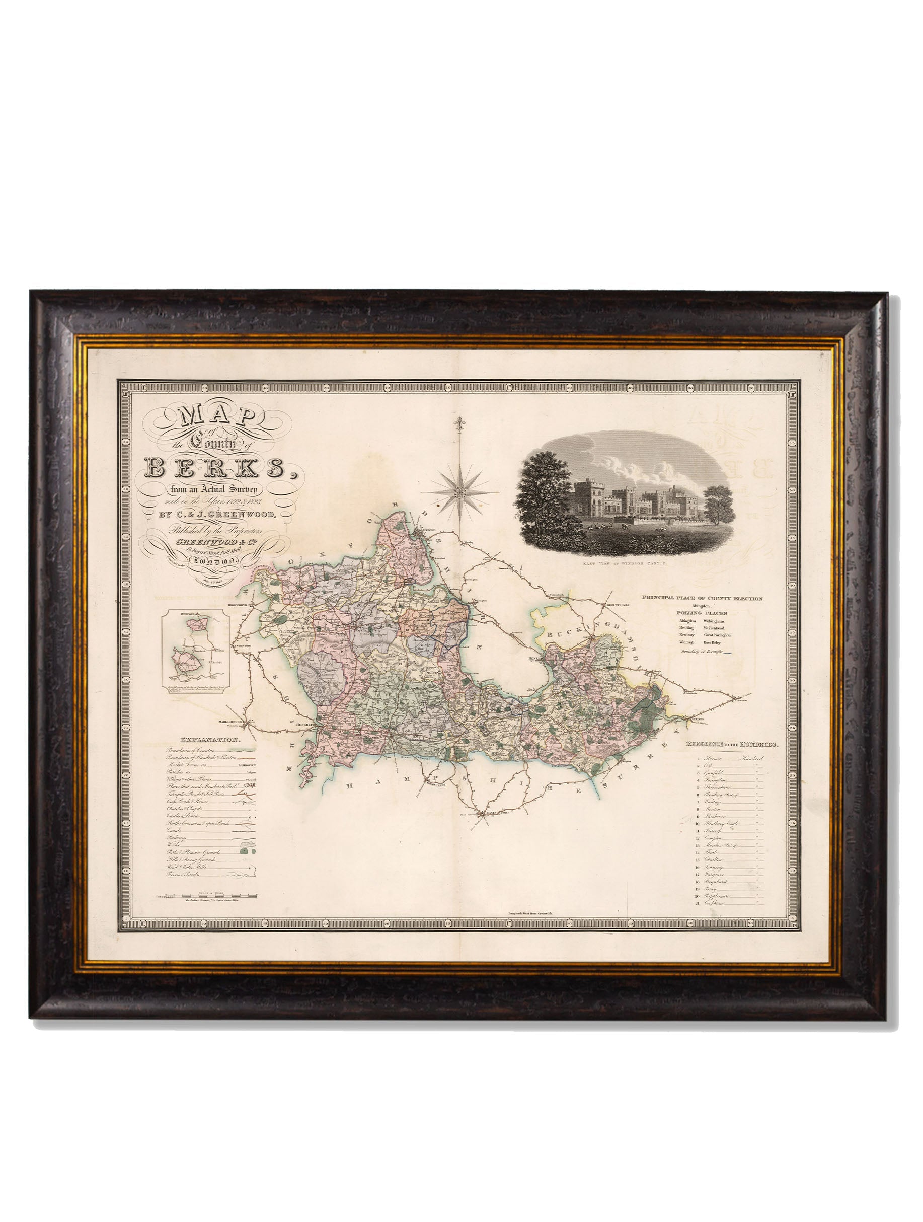 c.1830 County Maps of England | Restored Victorian Map Framed Print