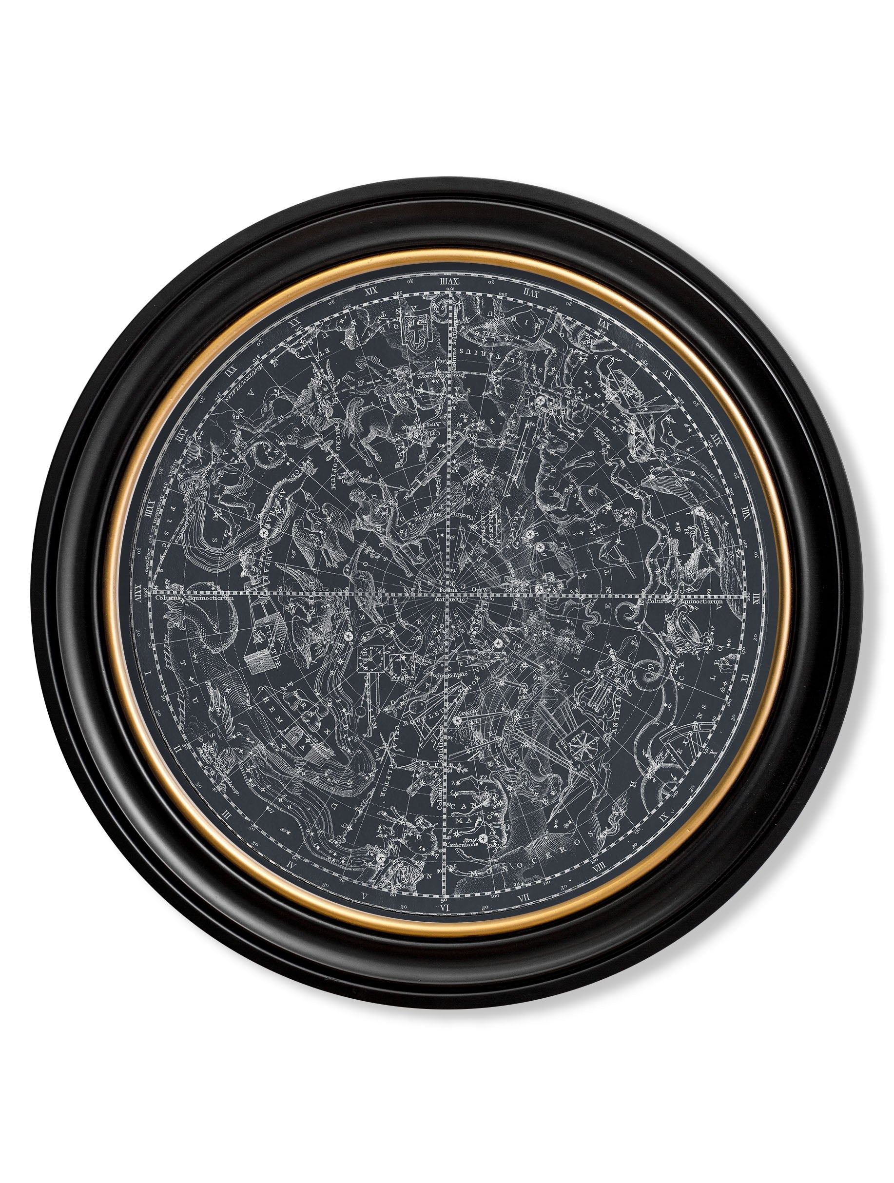 c.1800 Map of Constellations - Round Frame