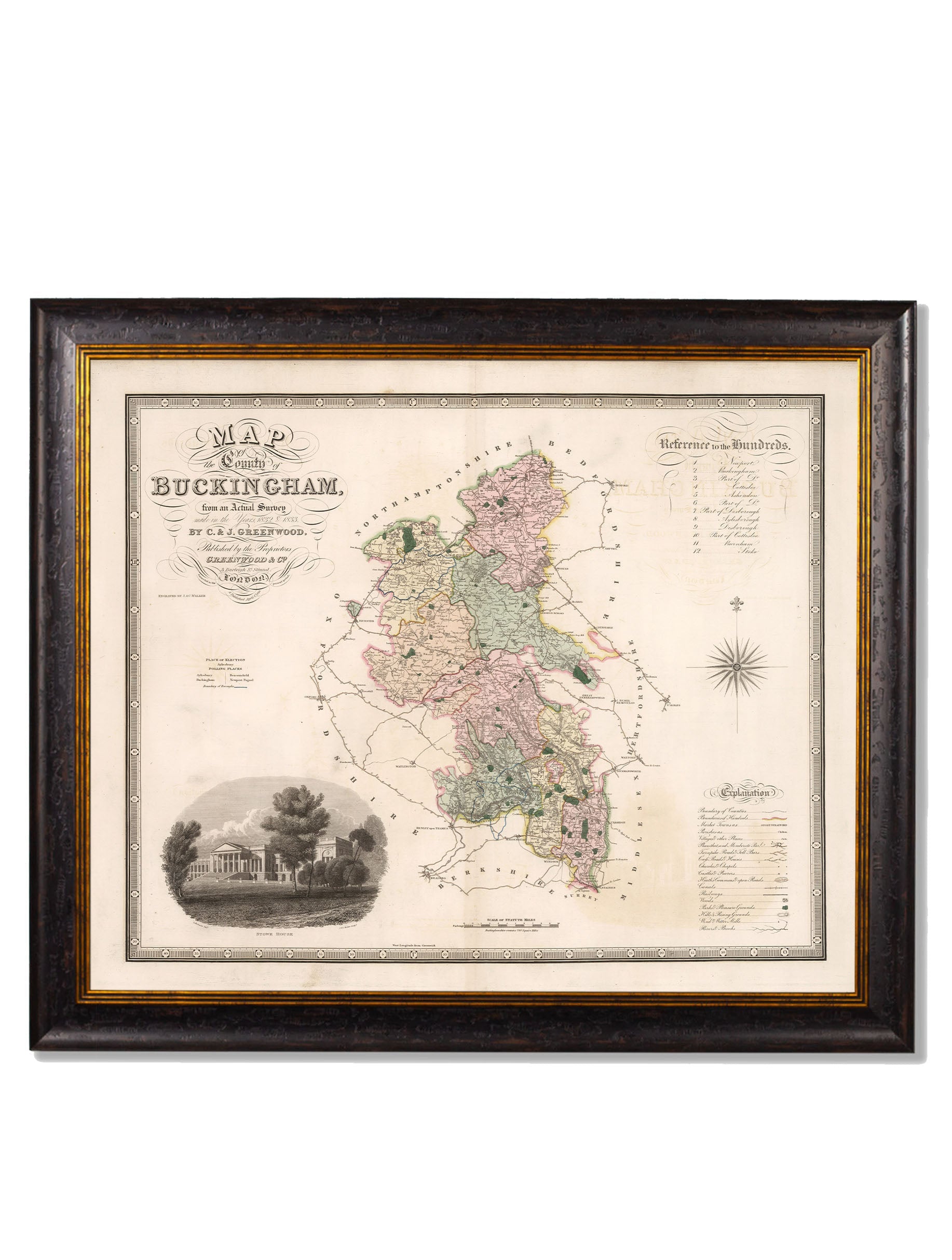 c.1830 County Maps of England | Restored Victorian Map Framed Print