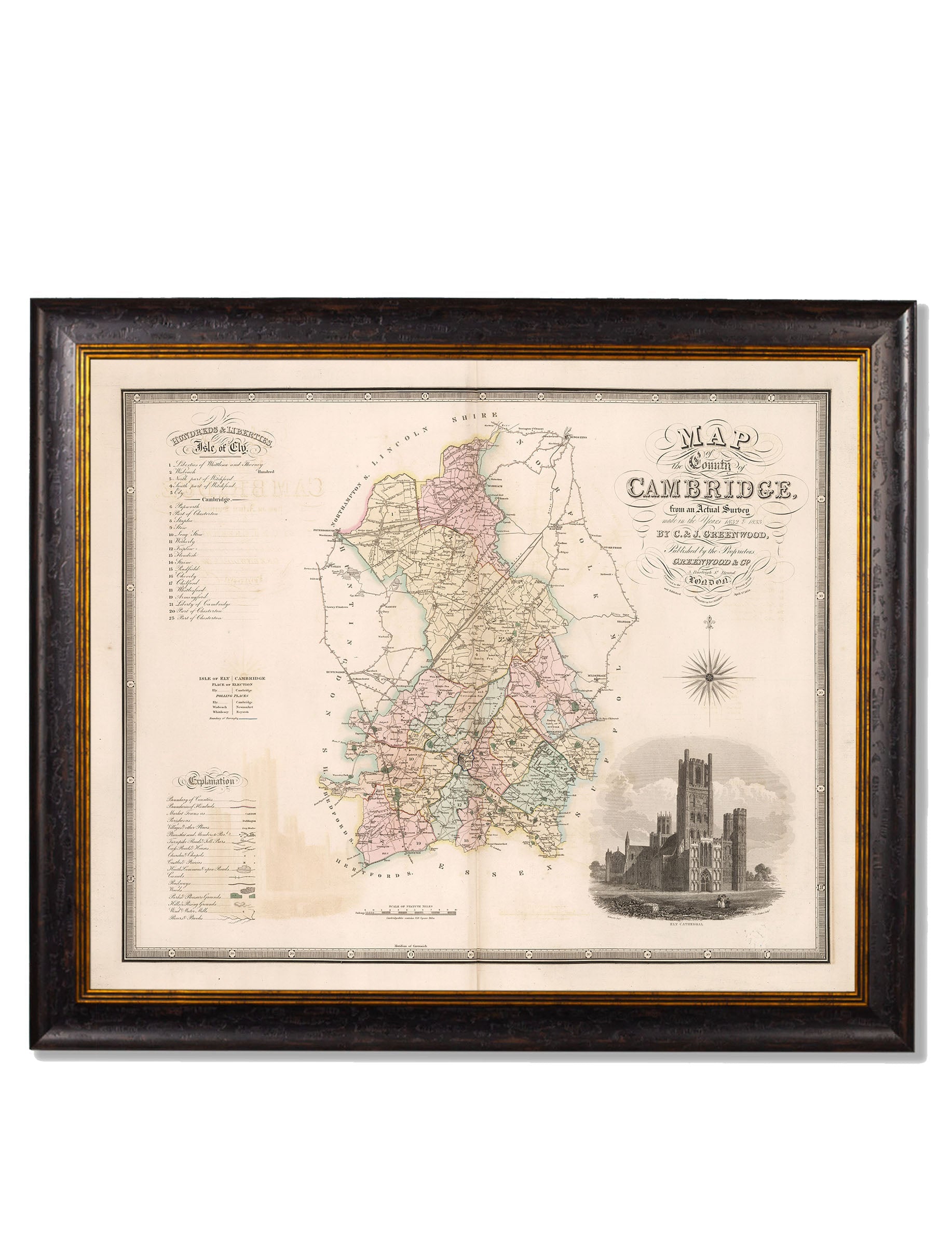 c.1830 County Maps of England | Restored Victorian Map Framed Print