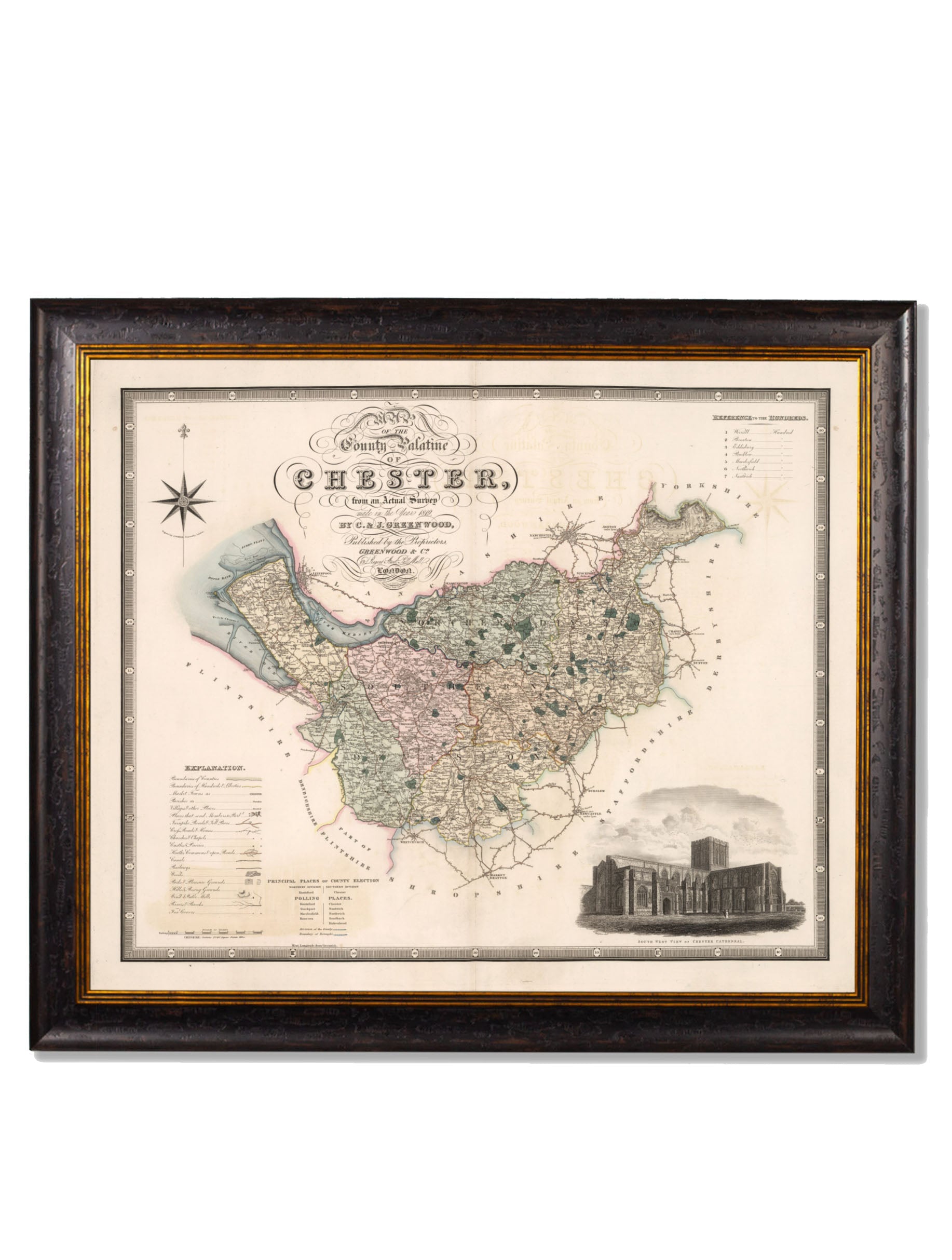 c.1830 County Maps of England | Restored Victorian Map Framed Print