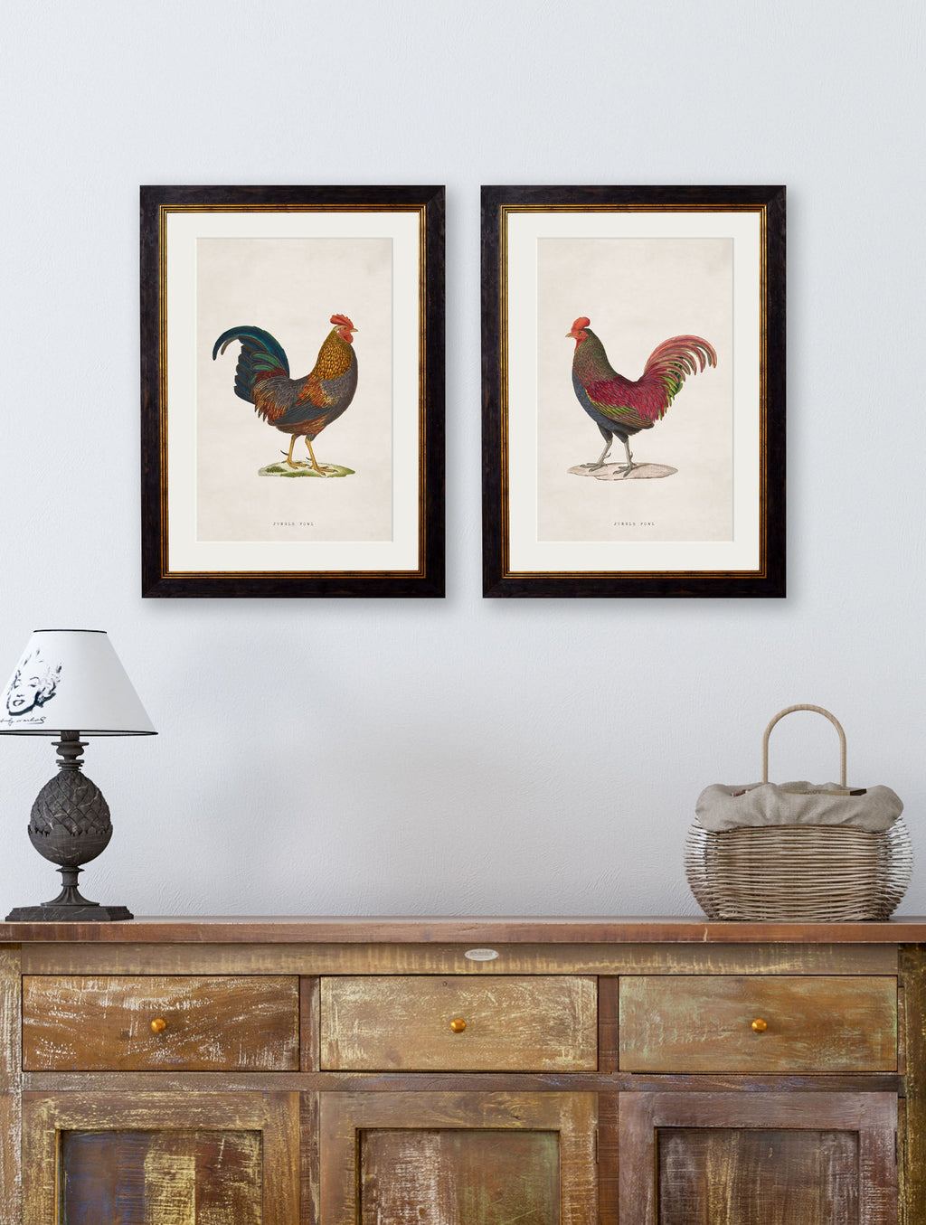 c.1838 Junglefowl | Vintage Bird Print in Oxford Slim Frame