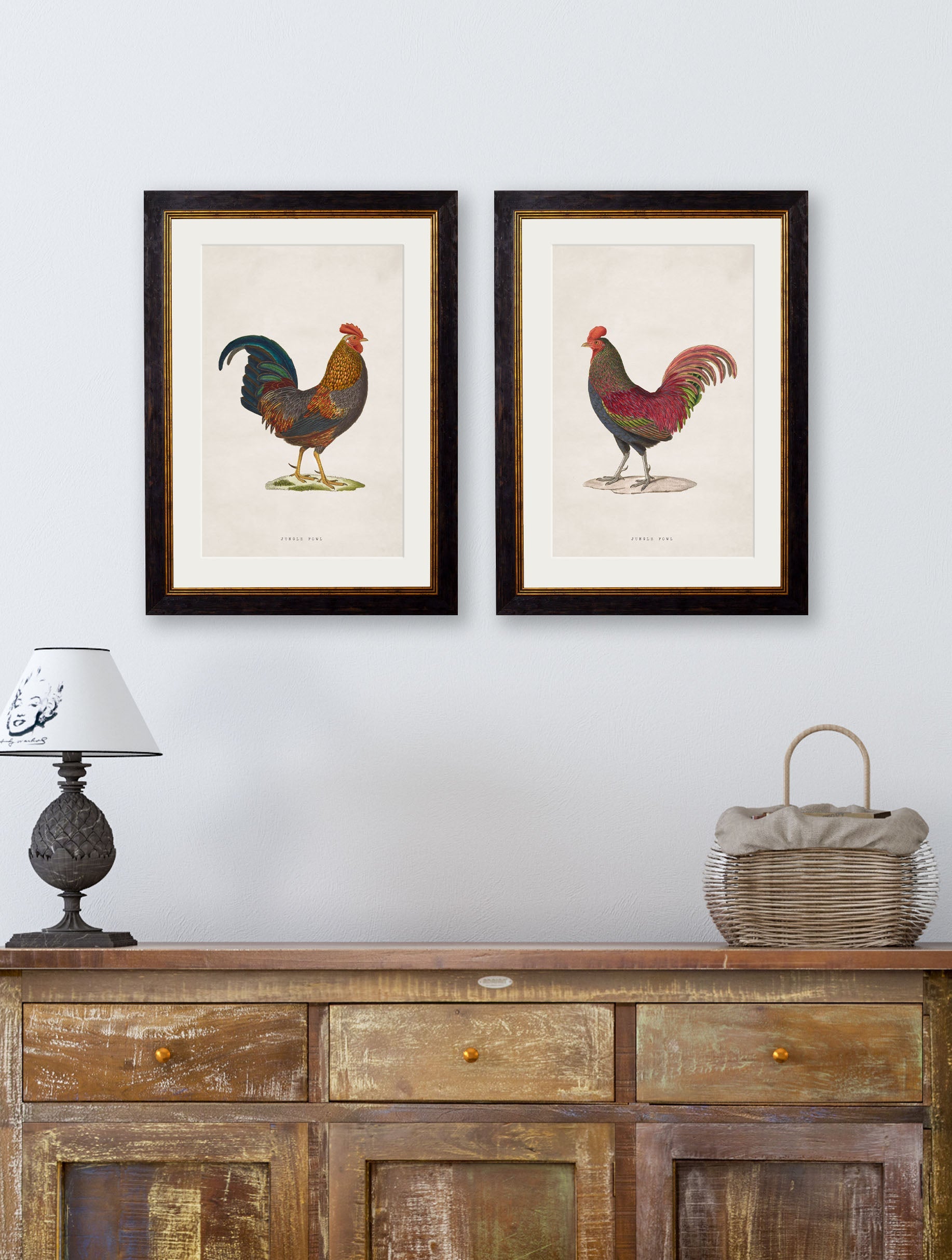 c.1838 Junglefowl | Vintage Bird Print in Oxford Slim Frame