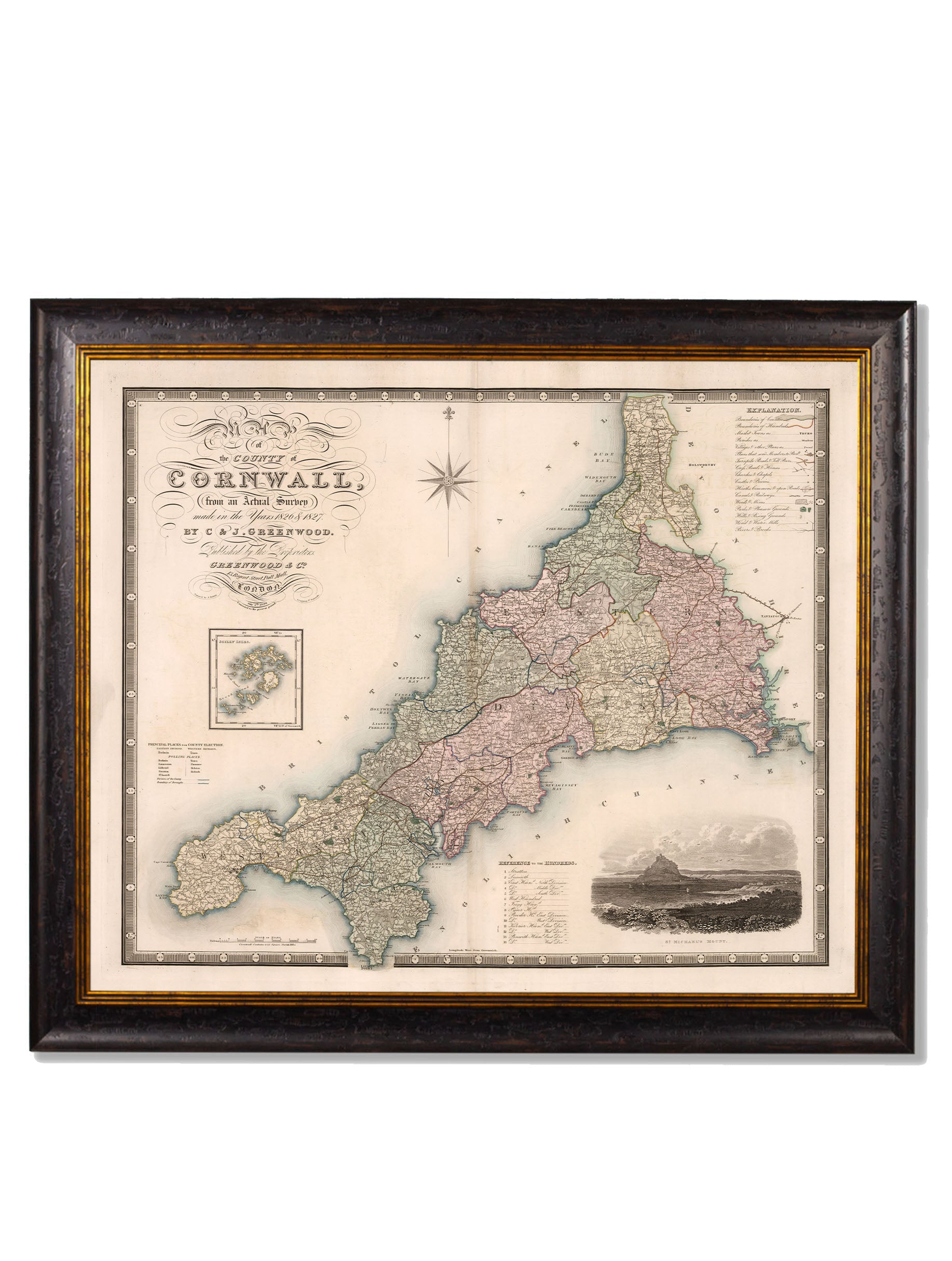 c.1830 County Maps of England | Restored Victorian Map Framed Print