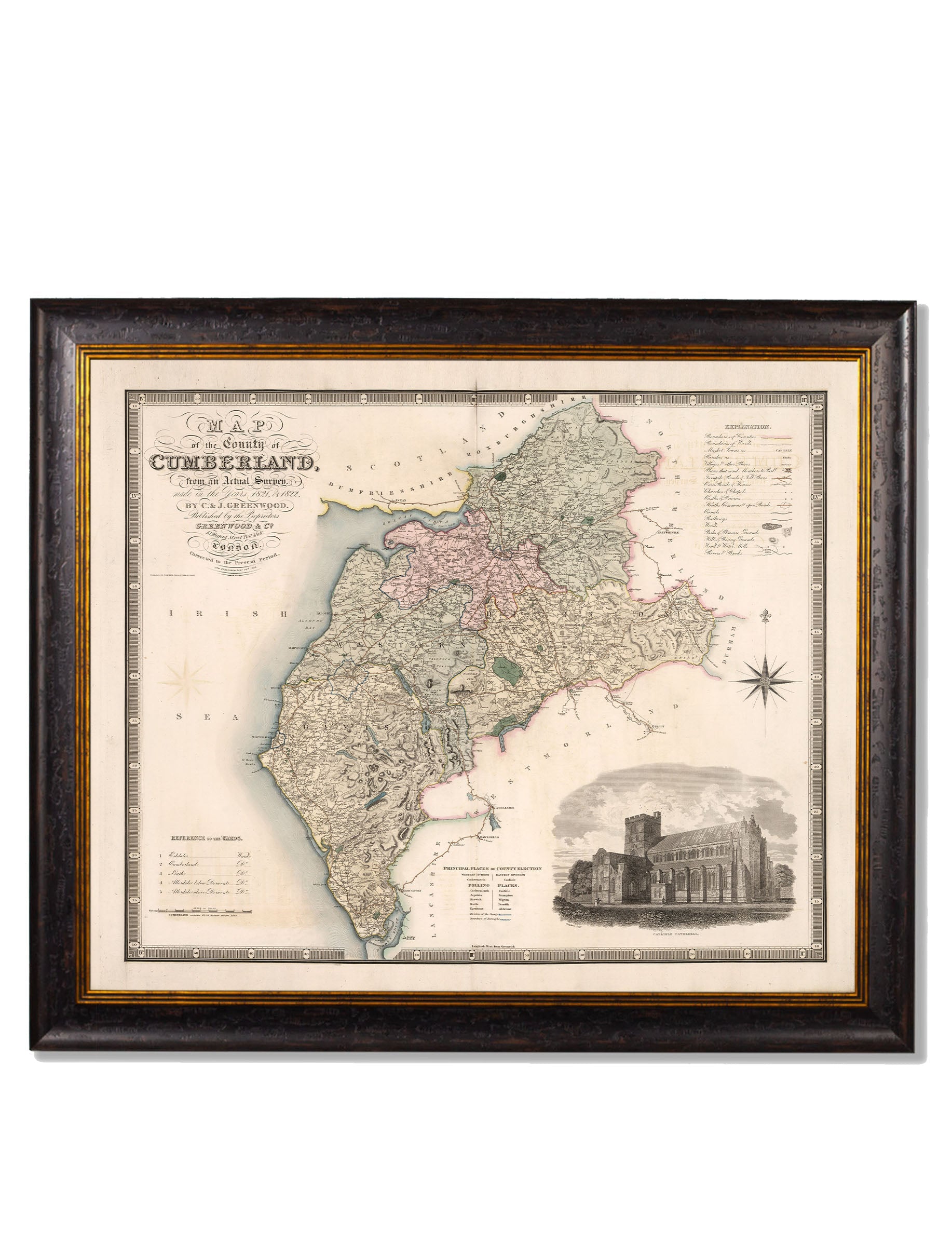 c.1830 County Maps of England | Restored Victorian Map Framed Print