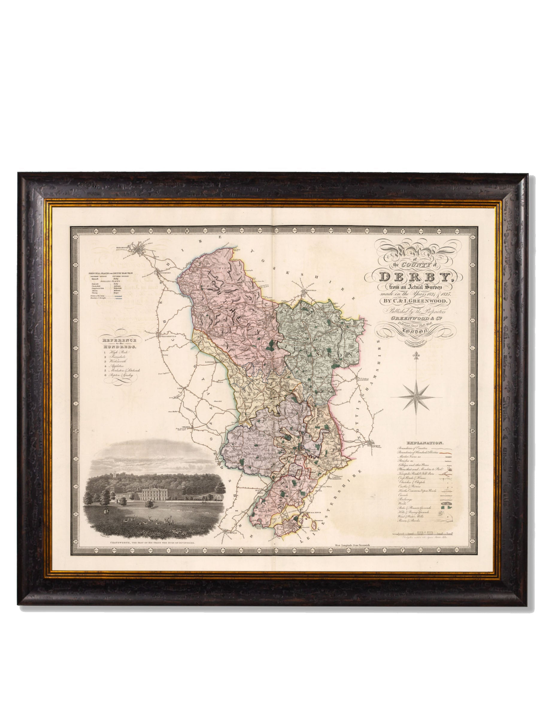 c.1830 County Maps of England | Restored Victorian Map Framed Print