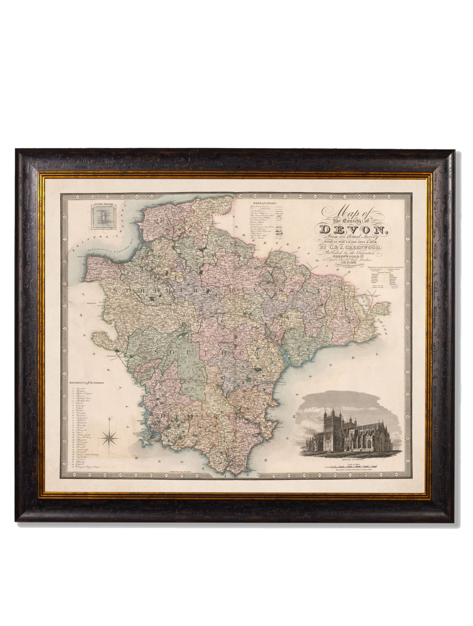 c.1830 County Maps of England | Restored Victorian Map Framed Print