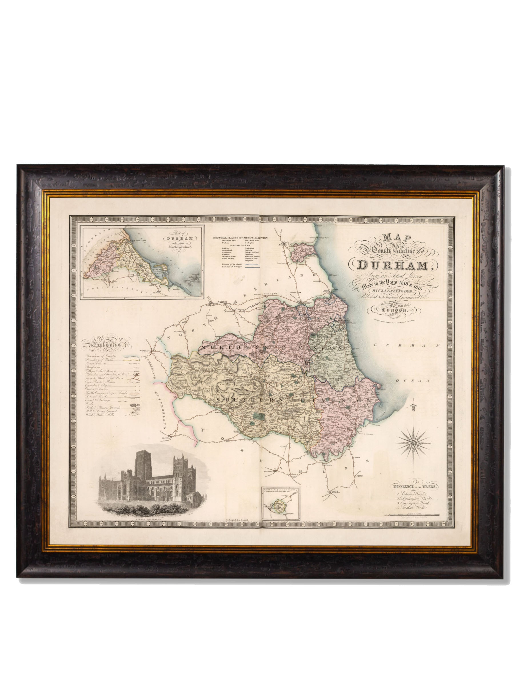 c.1830 County Maps of England | Restored Victorian Map Framed Print