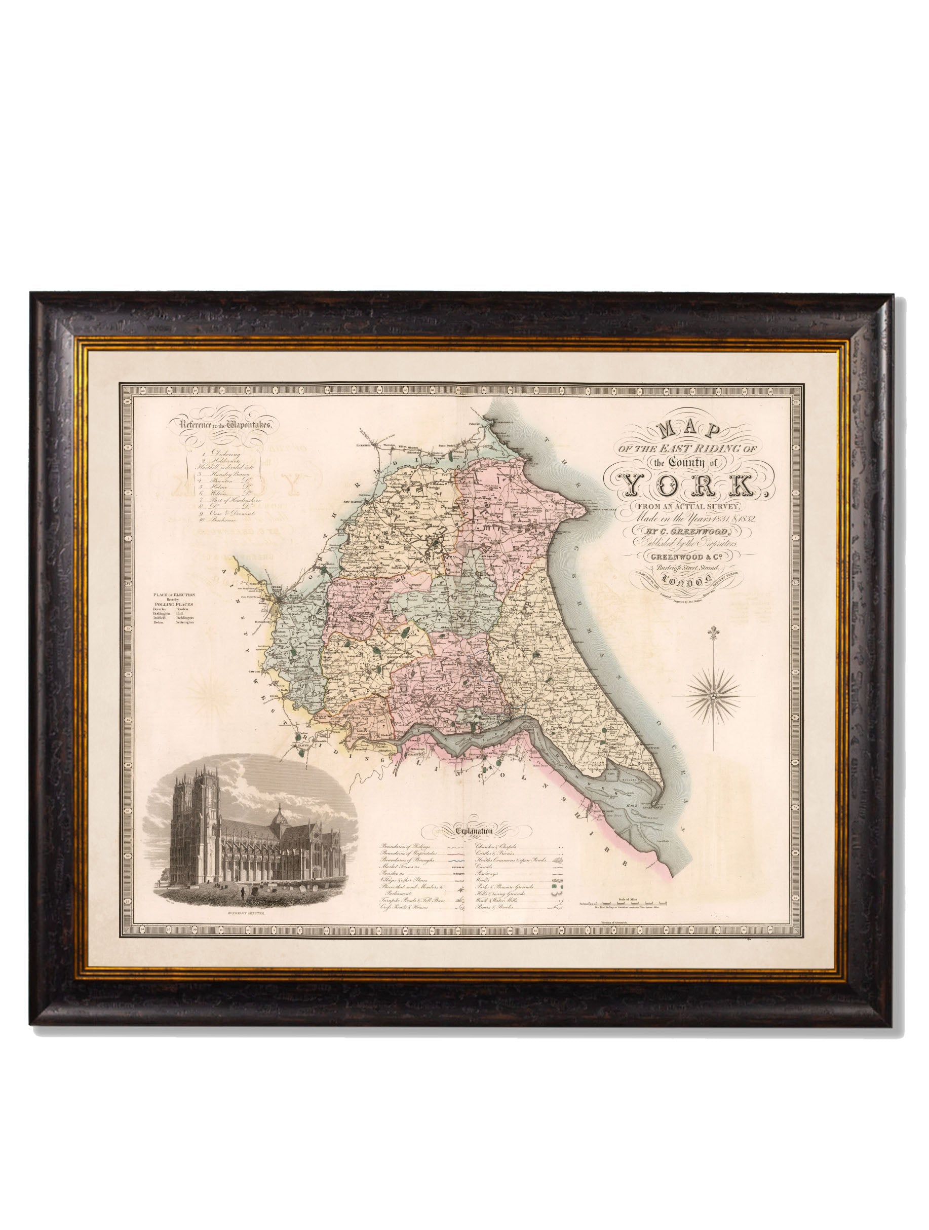 c.1830 County Maps of England | Restored Victorian Map Framed Print