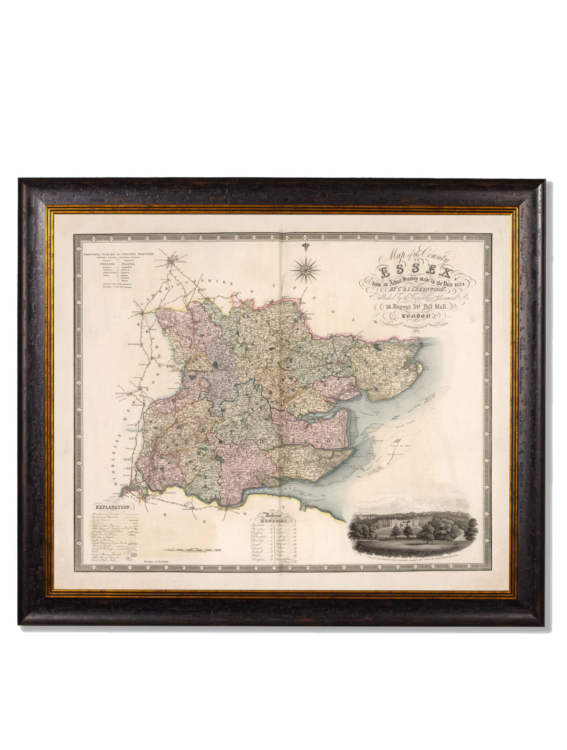 c.1830 County Maps of England | Restored Victorian Map Framed Print