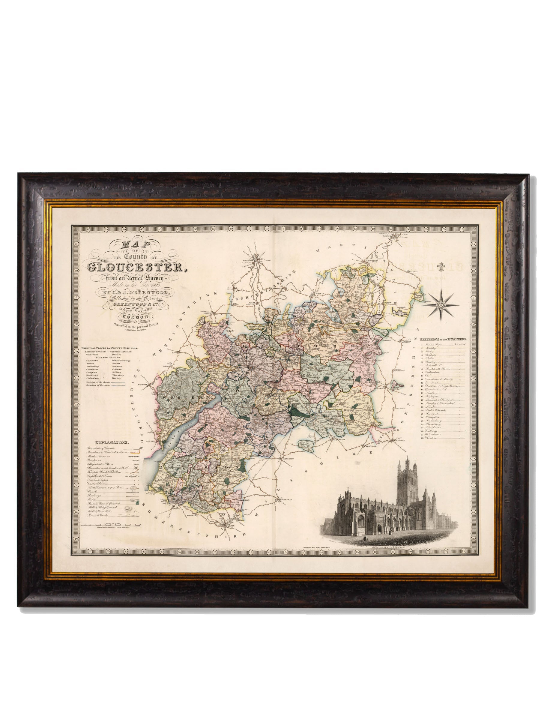 c.1830 County Maps of England | Restored Victorian Map Framed Print