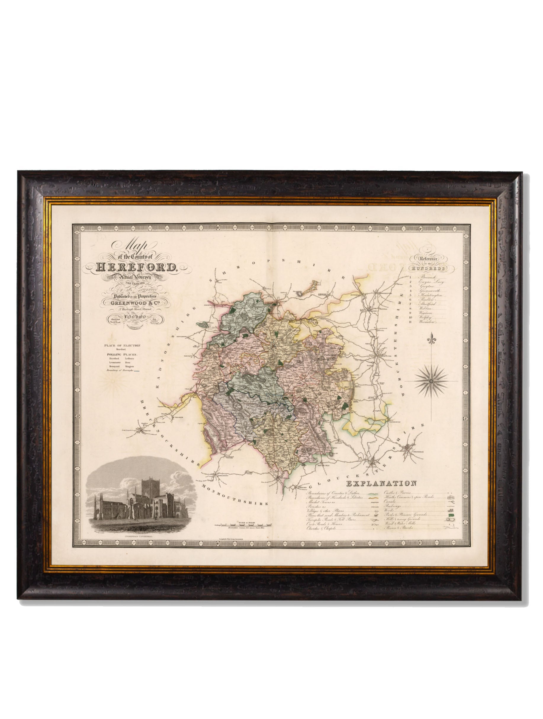 c.1830 County Maps of England | Restored Victorian Map Framed Print