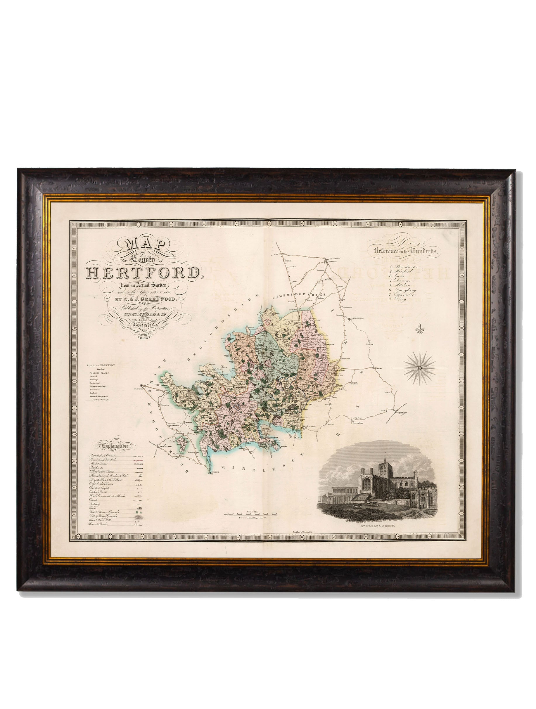 c.1830 County Maps of England | Restored Victorian Map Framed Print