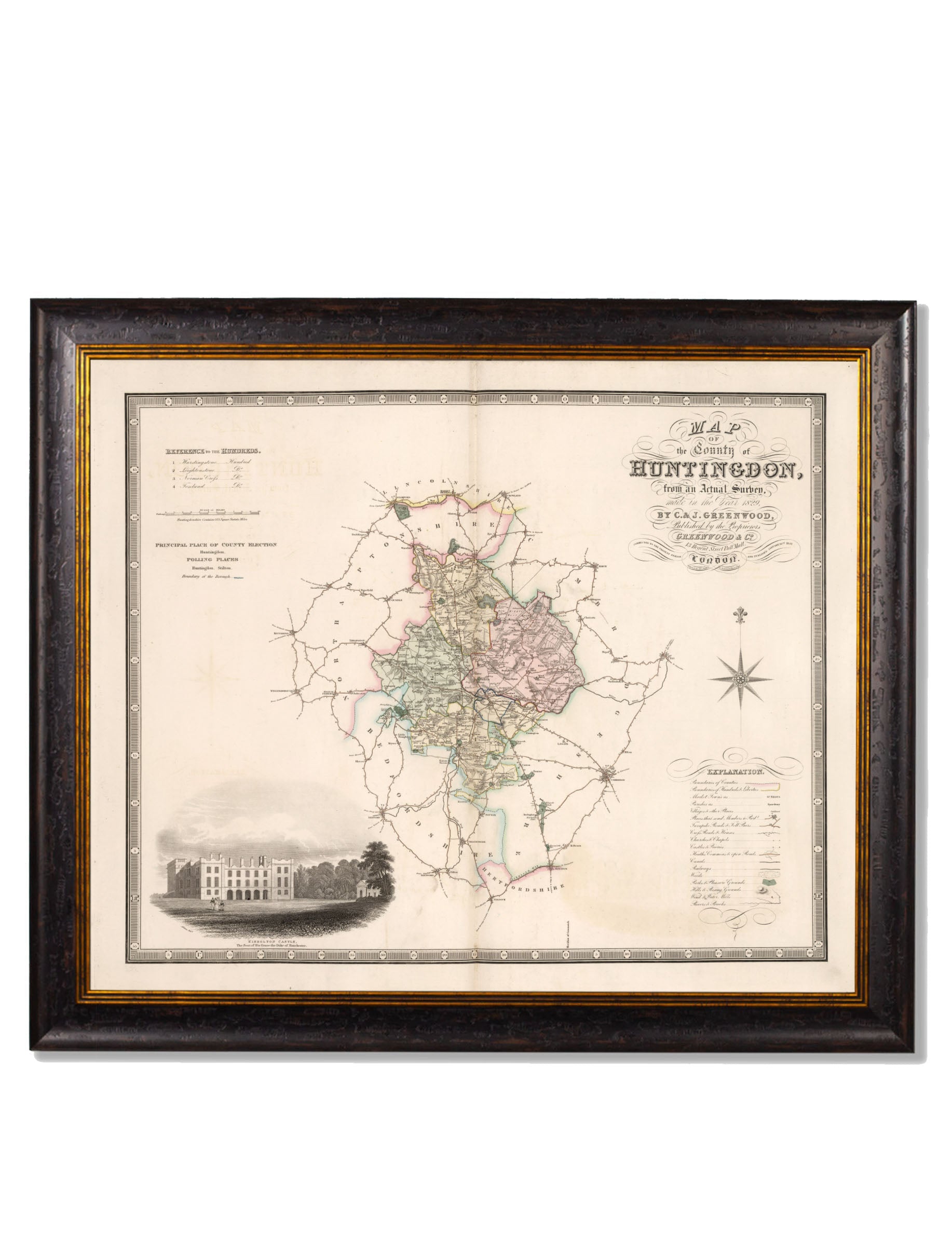 c.1830 County Maps of England | Restored Victorian Map Framed Print