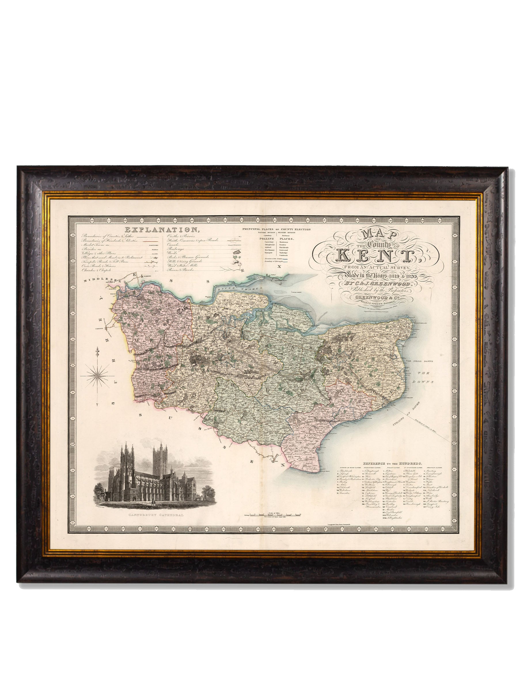 c.1830 County Maps of England | Restored Victorian Map Framed Print