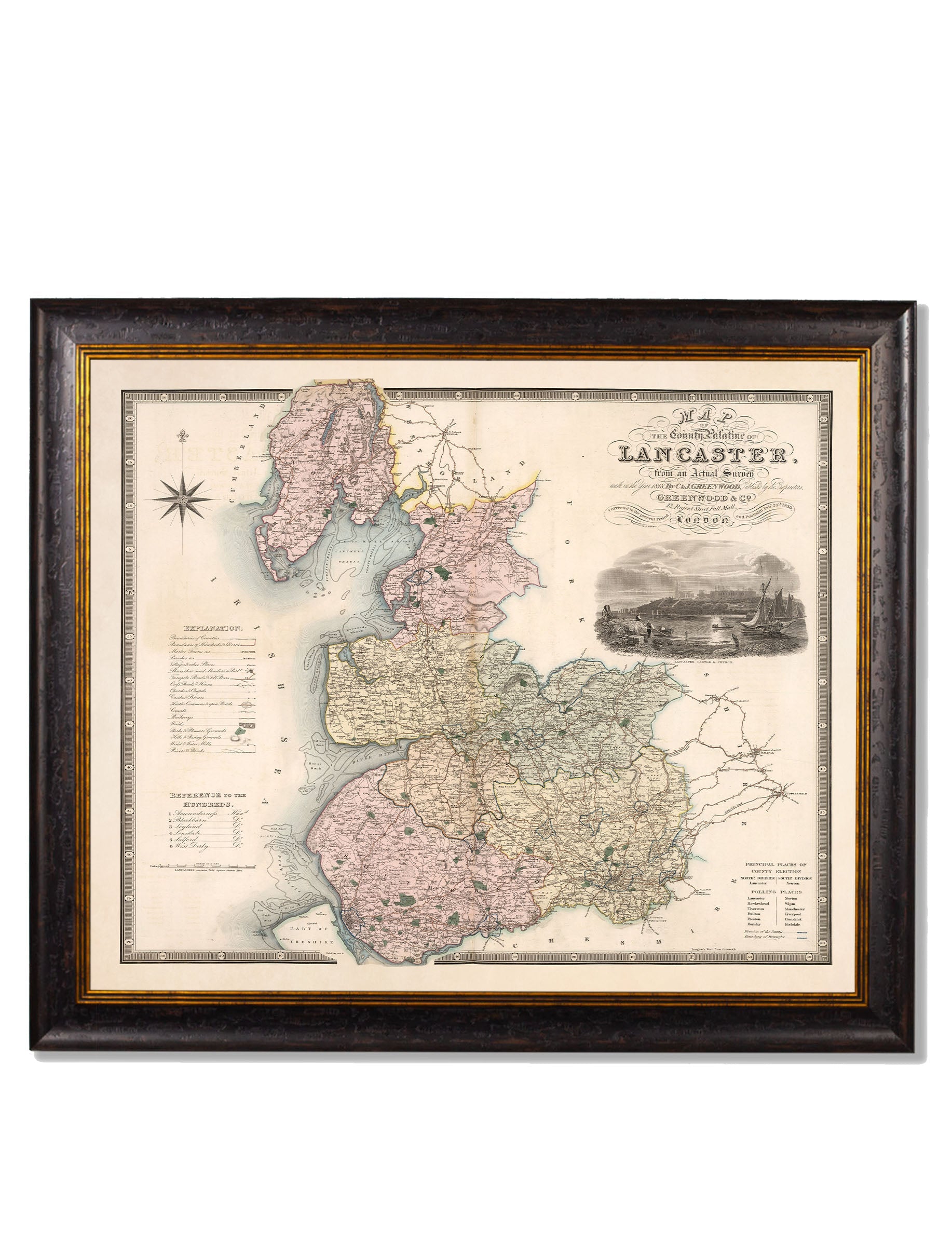 c.1830 County Maps of England | Restored Victorian Map Framed Print