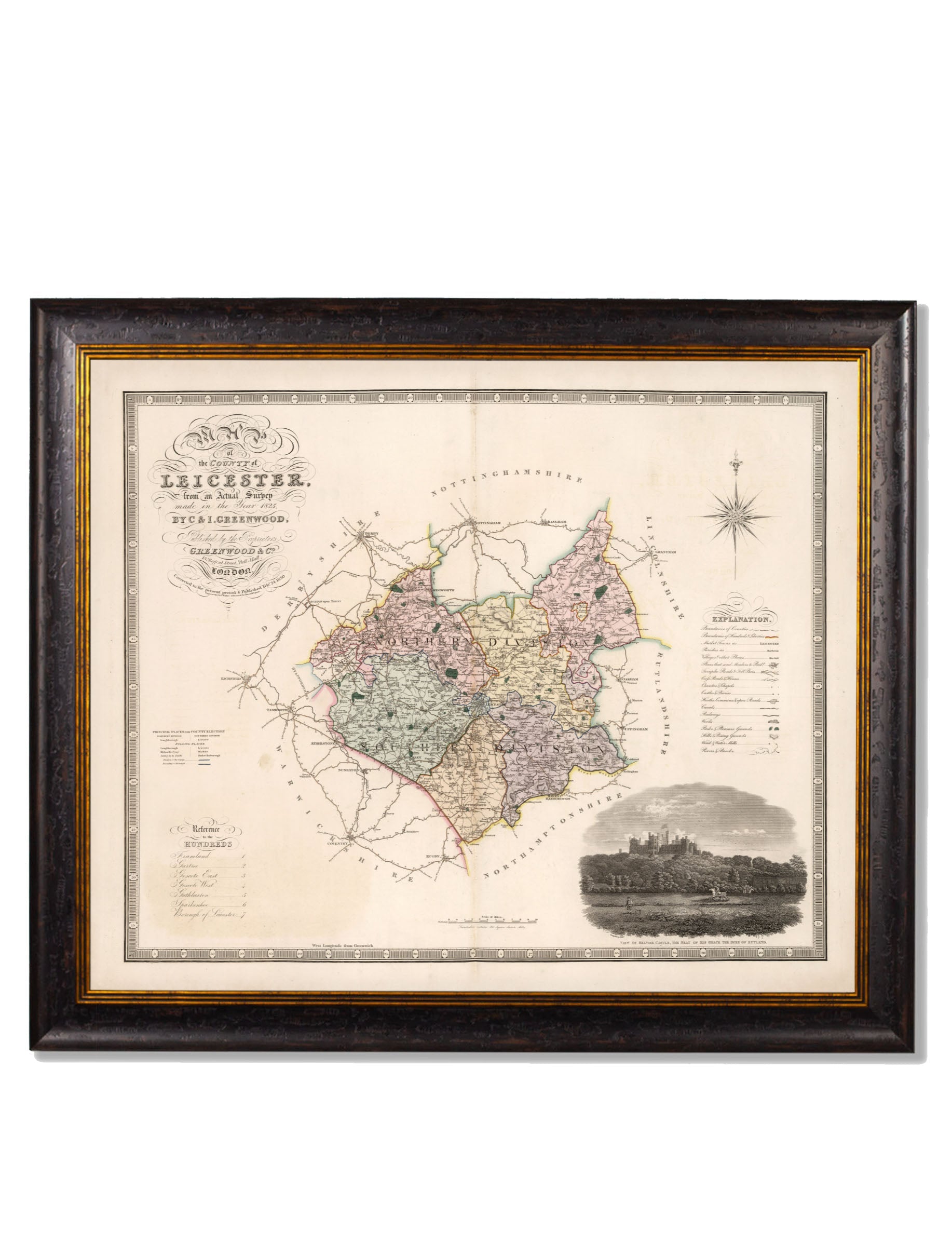 c.1830 County Maps of England | Restored Victorian Map Framed Print