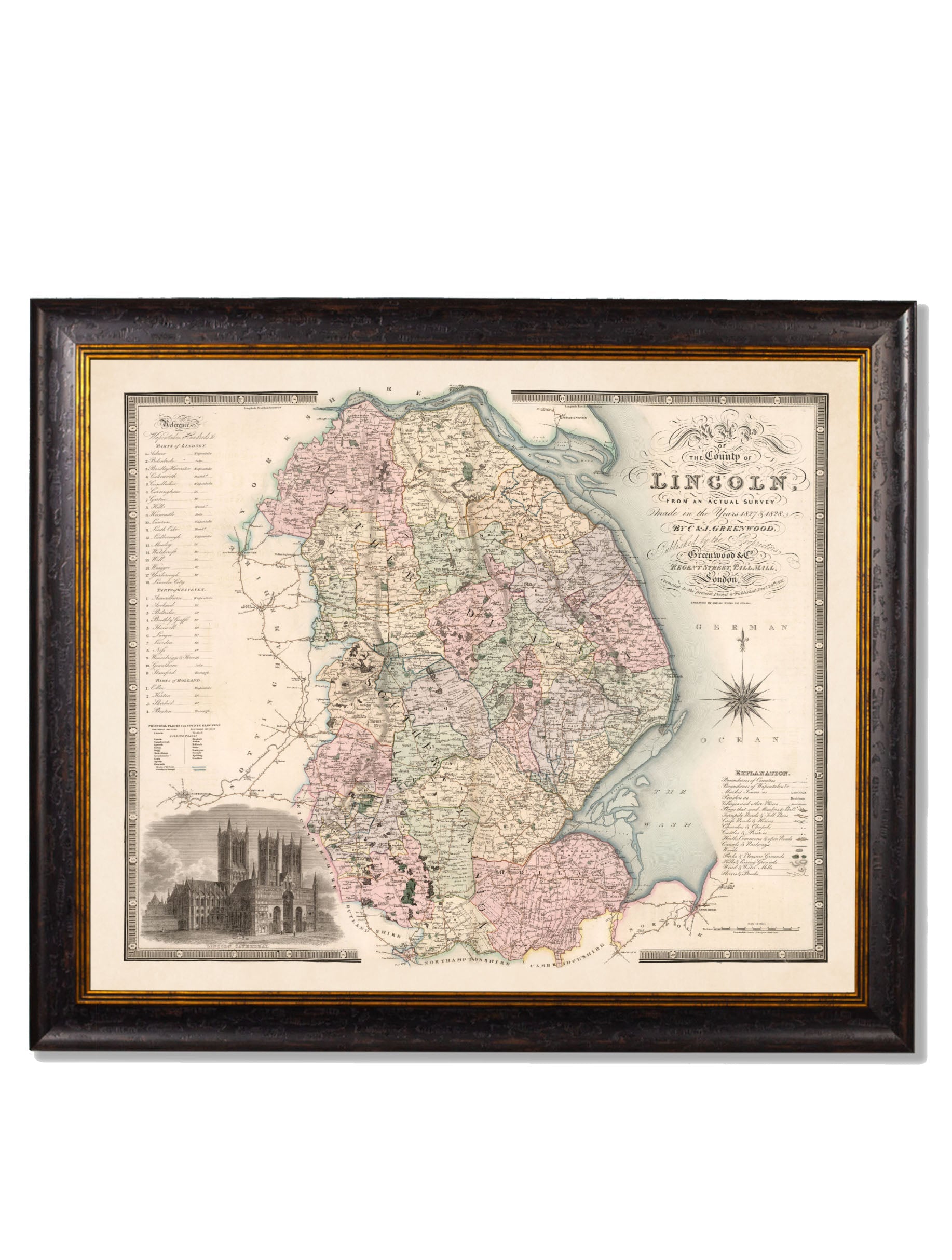 c.1830 County Maps of England | Restored Victorian Map Framed Print