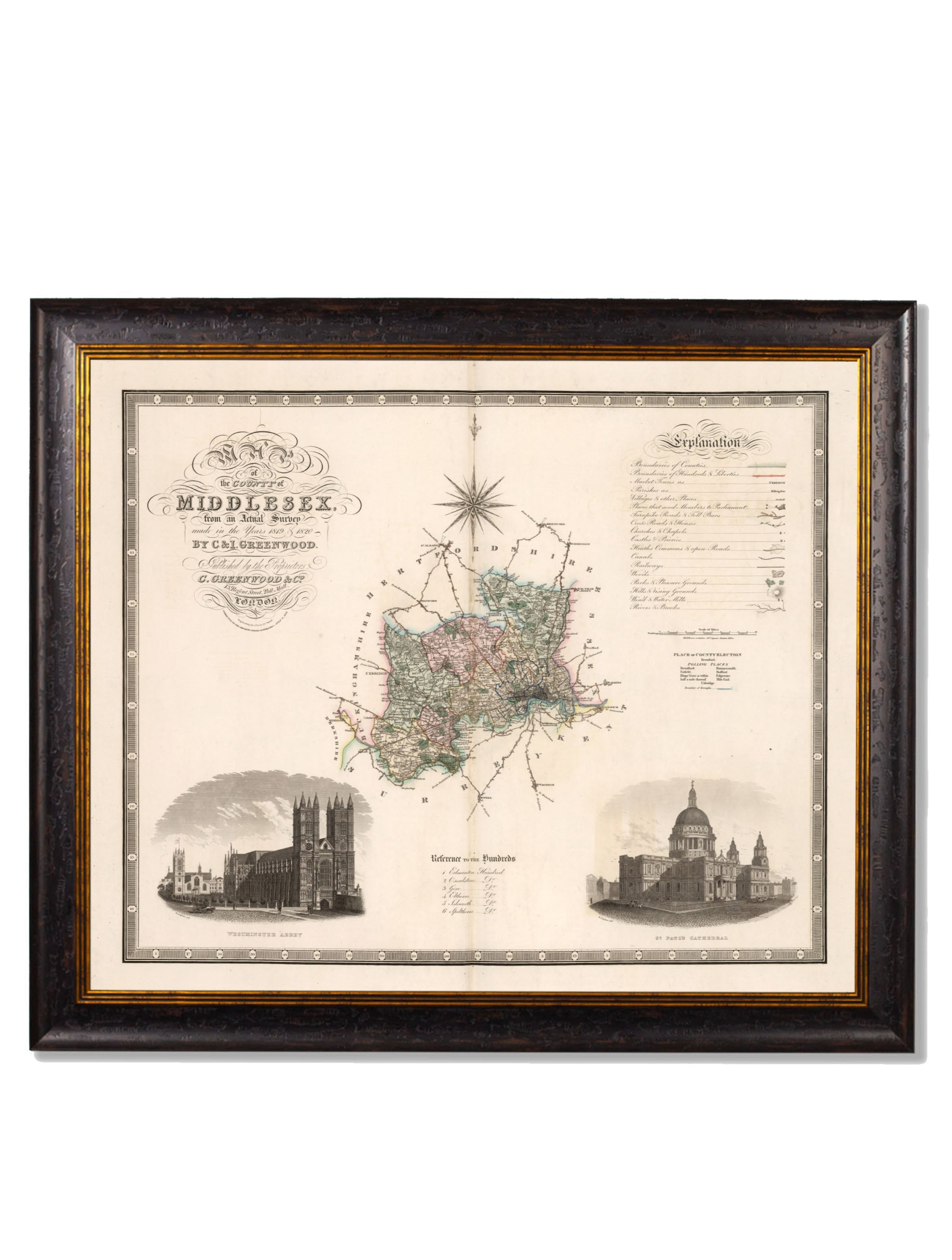 c.1830 County Maps of England | Restored Victorian Map Framed Print