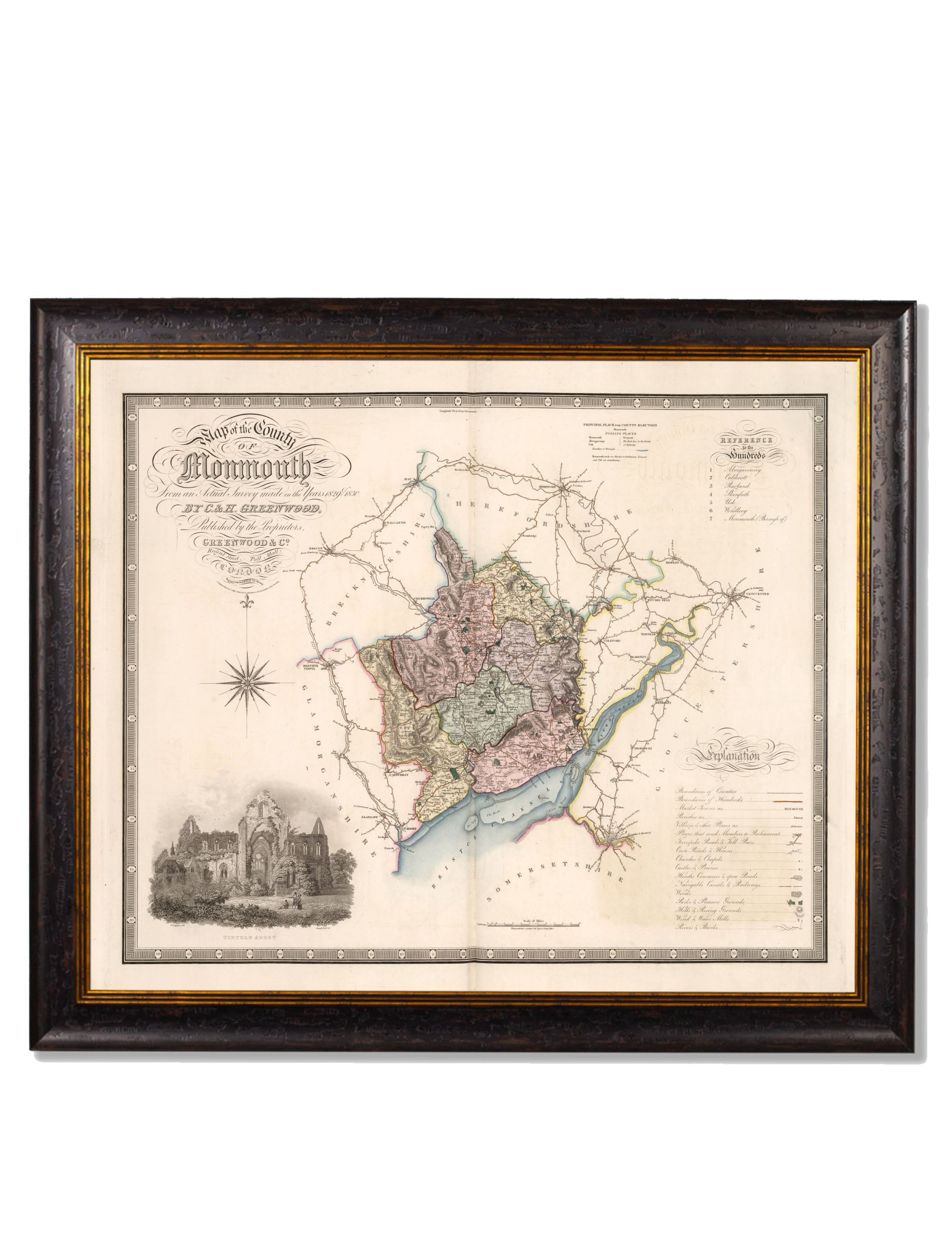 c.1830 County Maps of England | Restored Victorian Map Framed Print