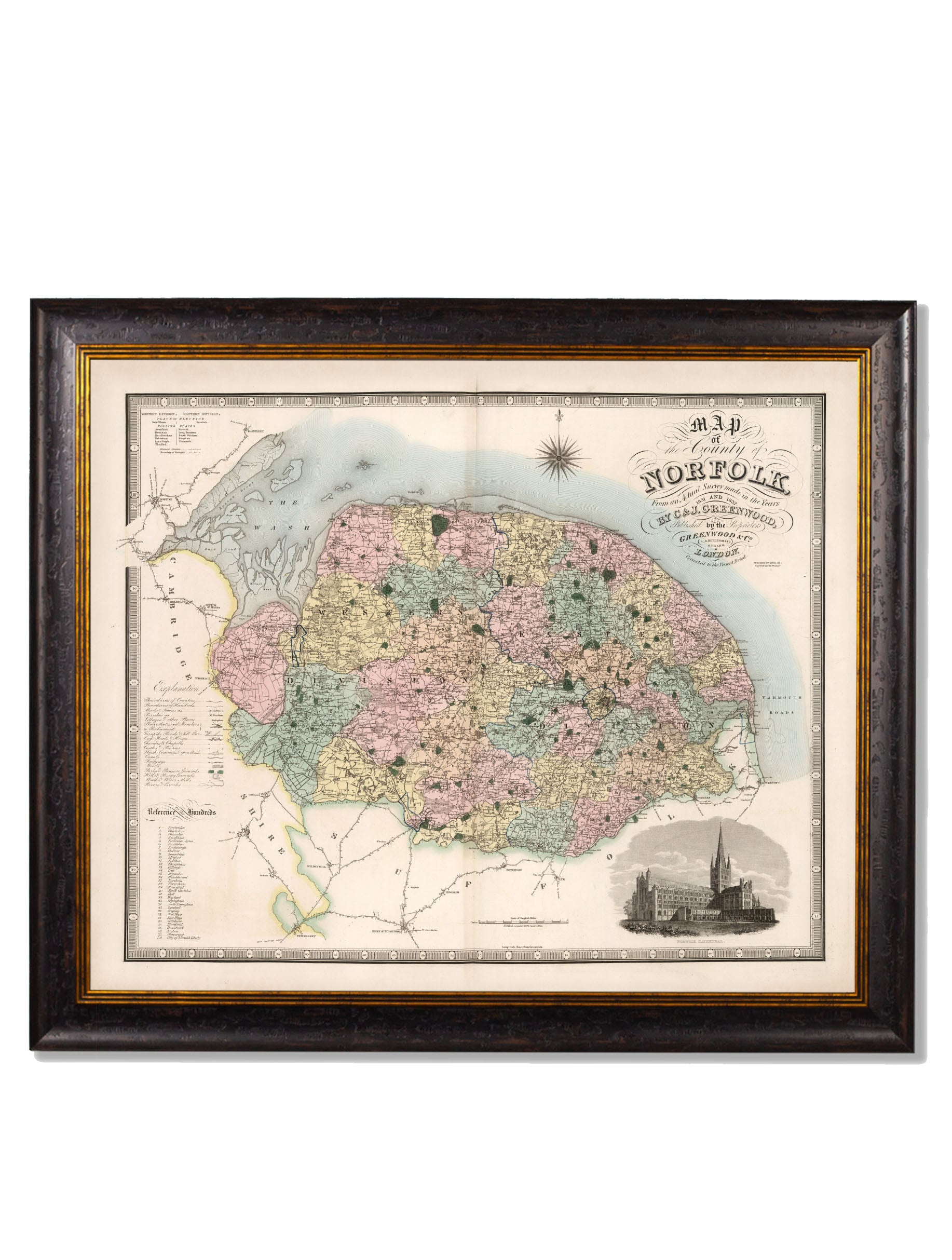 c.1830 County Maps of England | Restored Victorian Map Framed Print