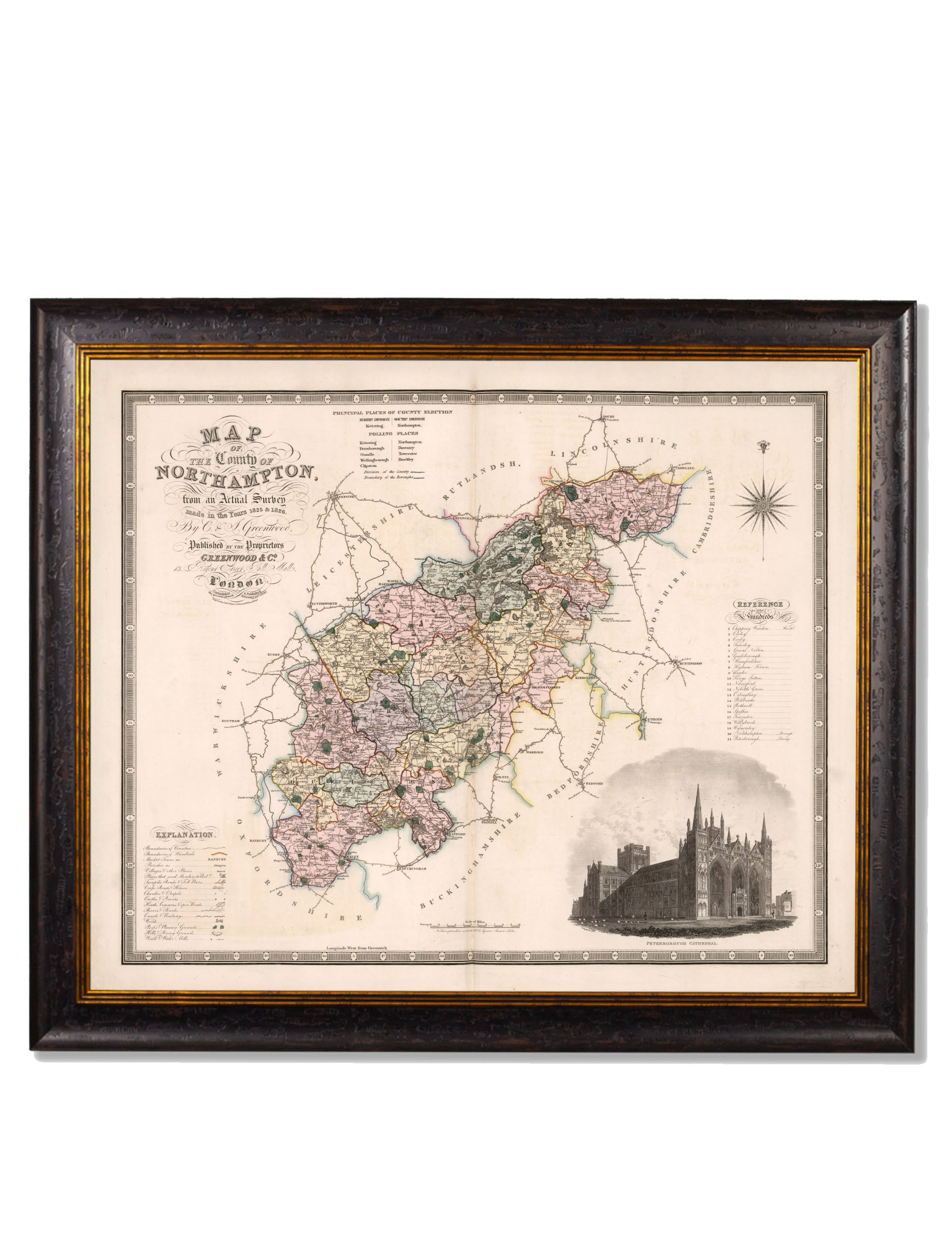 c.1830 County Maps of England | Restored Victorian Map Framed Print