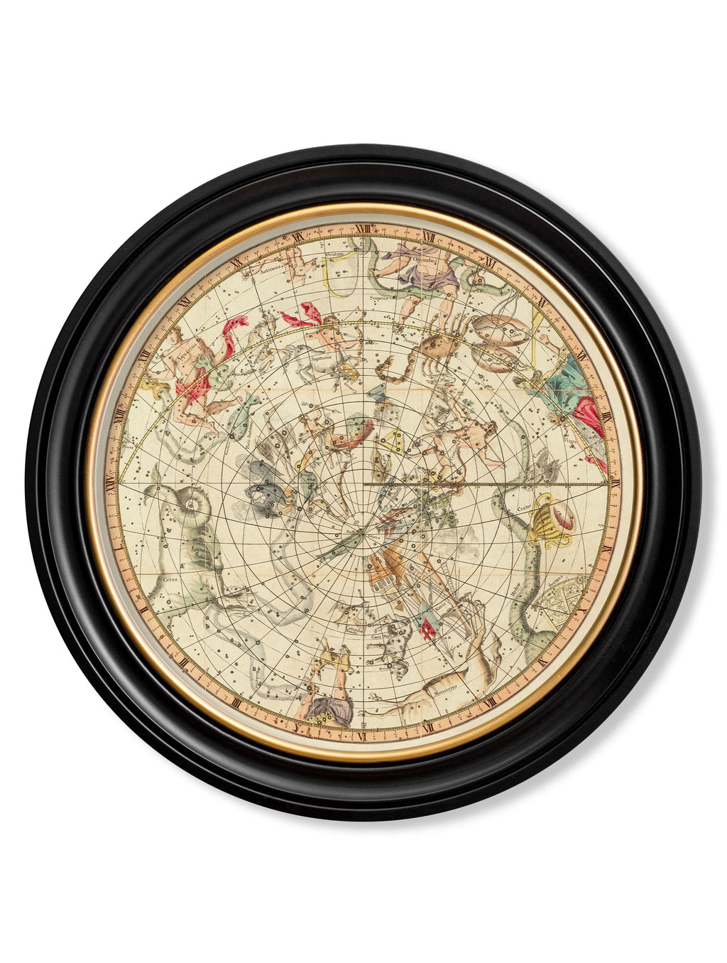 c.1820 Map of Constellations - Round Frame