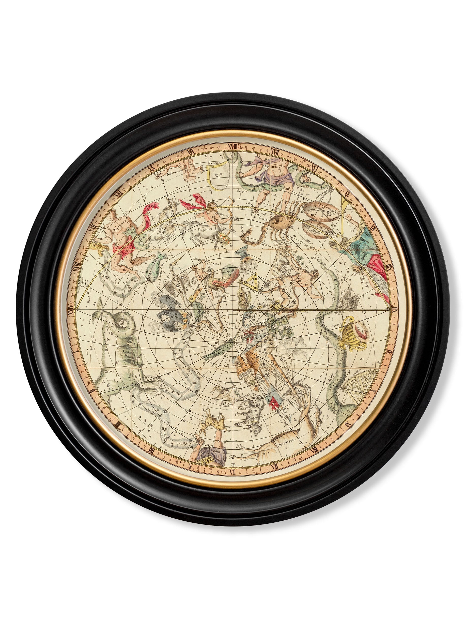 c.1820 Map of Constellations - Round Frame
