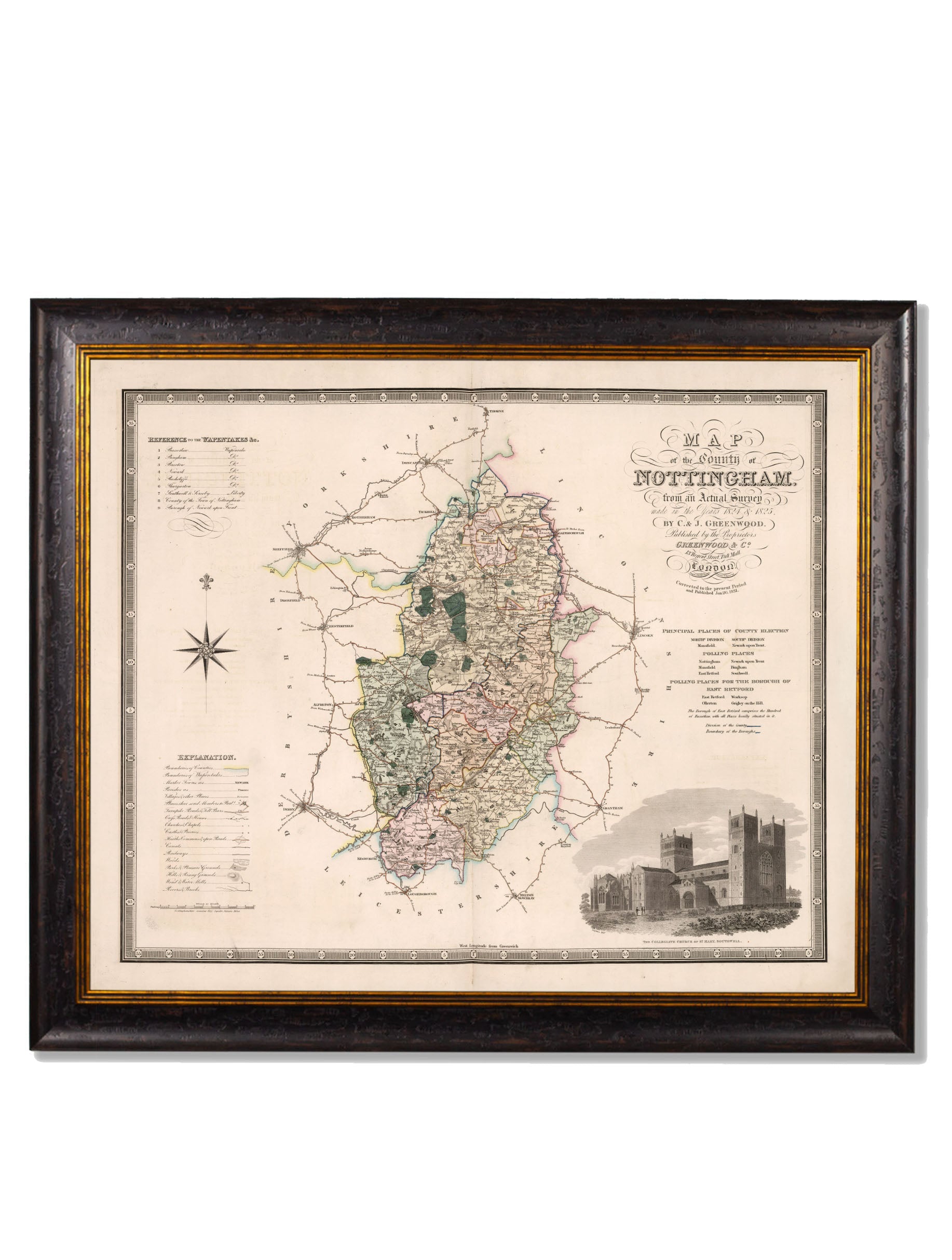c.1830 County Maps of England | Restored Victorian Map Framed Print