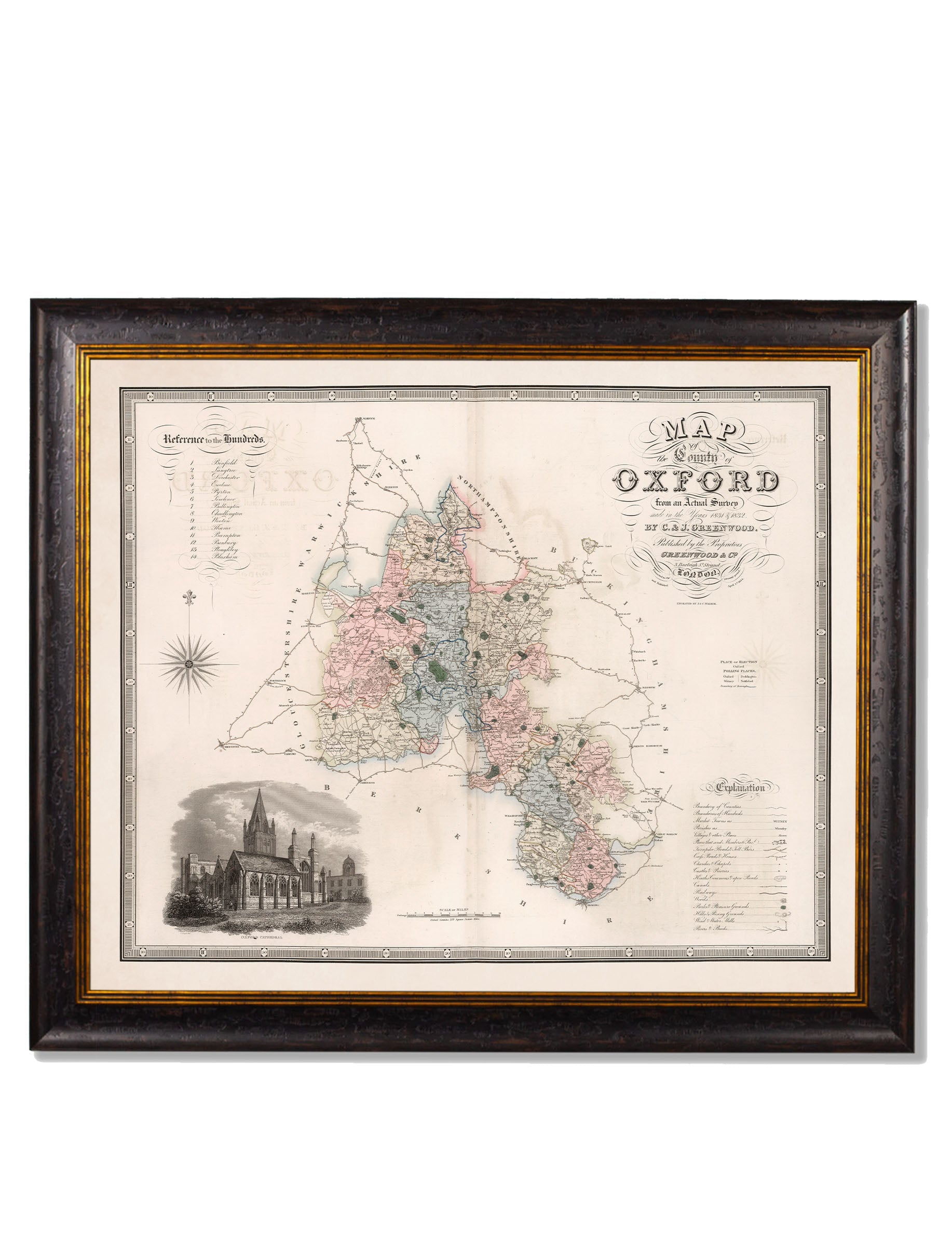 c.1830 County Maps of England | Restored Victorian Map Framed Print