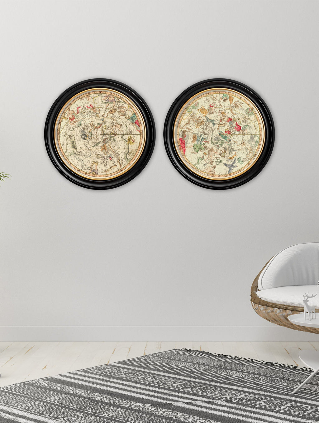 c.1820 Map of Constellations - Round Frame