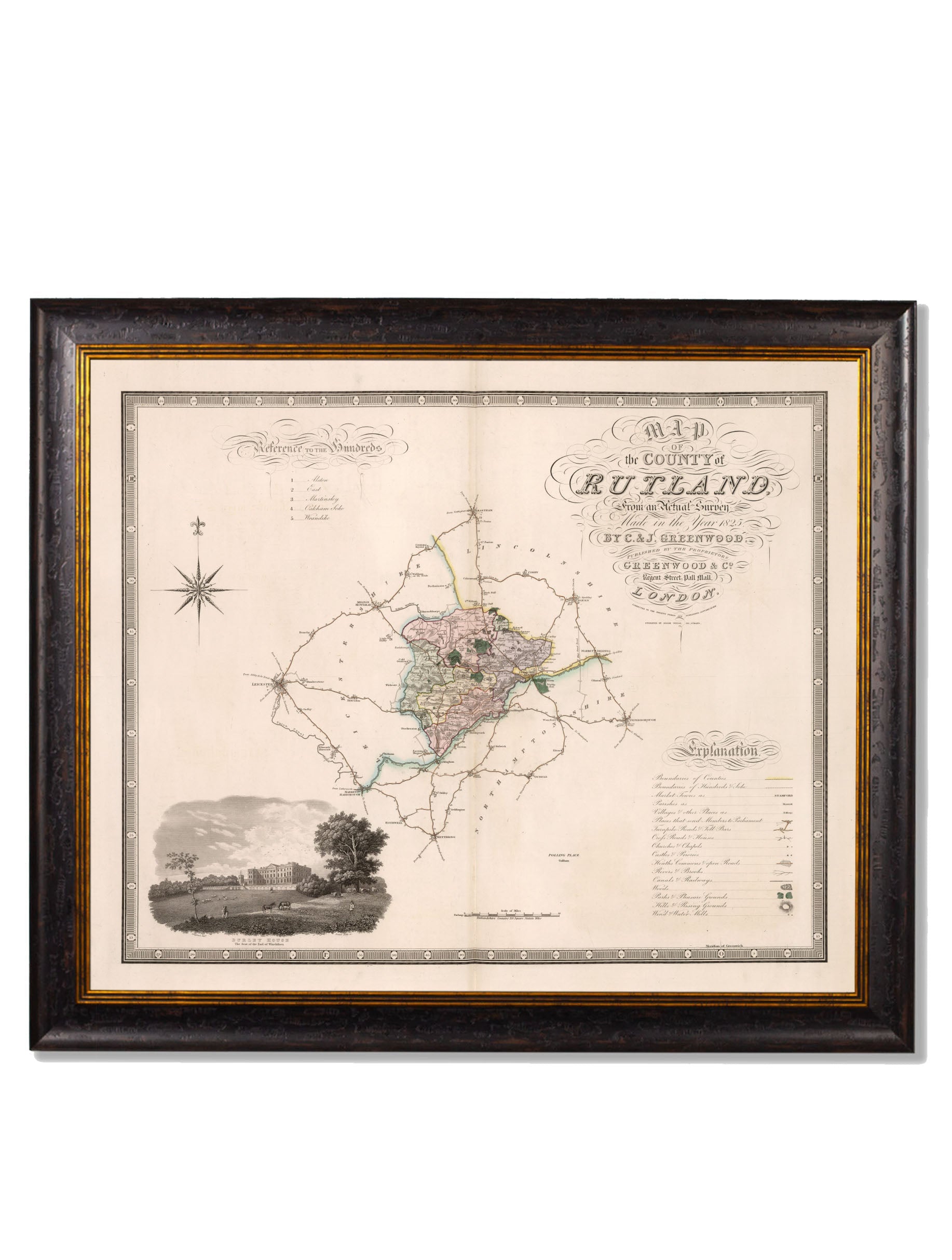 c.1830 County Maps of England | Restored Victorian Map Framed Print