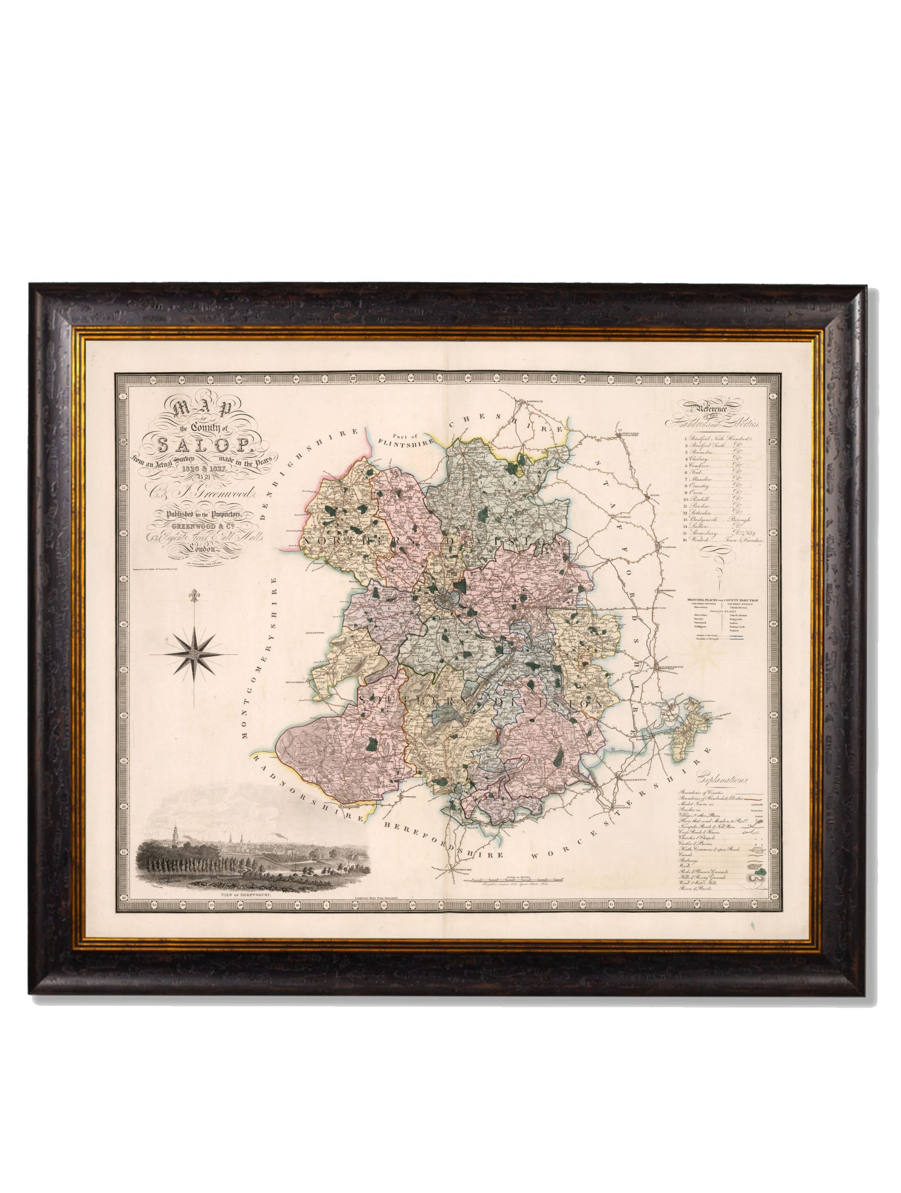 c.1830 County Maps of England | Restored Victorian Map Framed Print