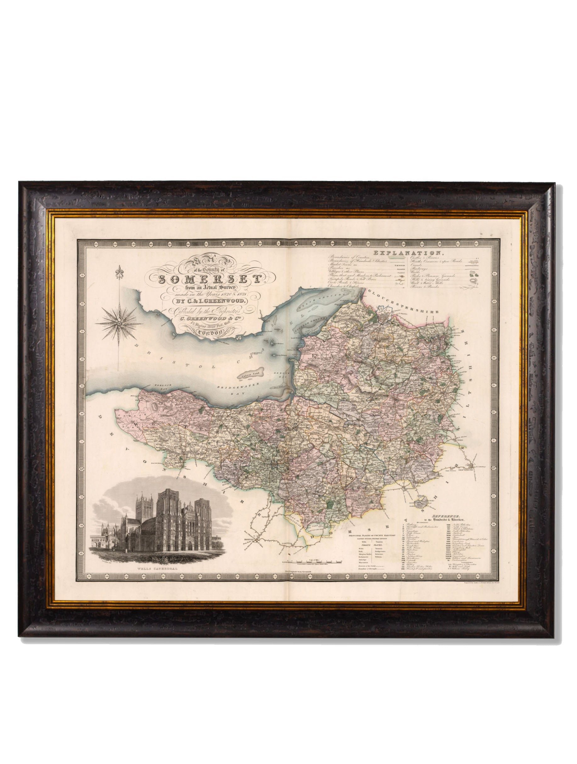 c.1830 County Maps of England | Restored Victorian Map Framed Print